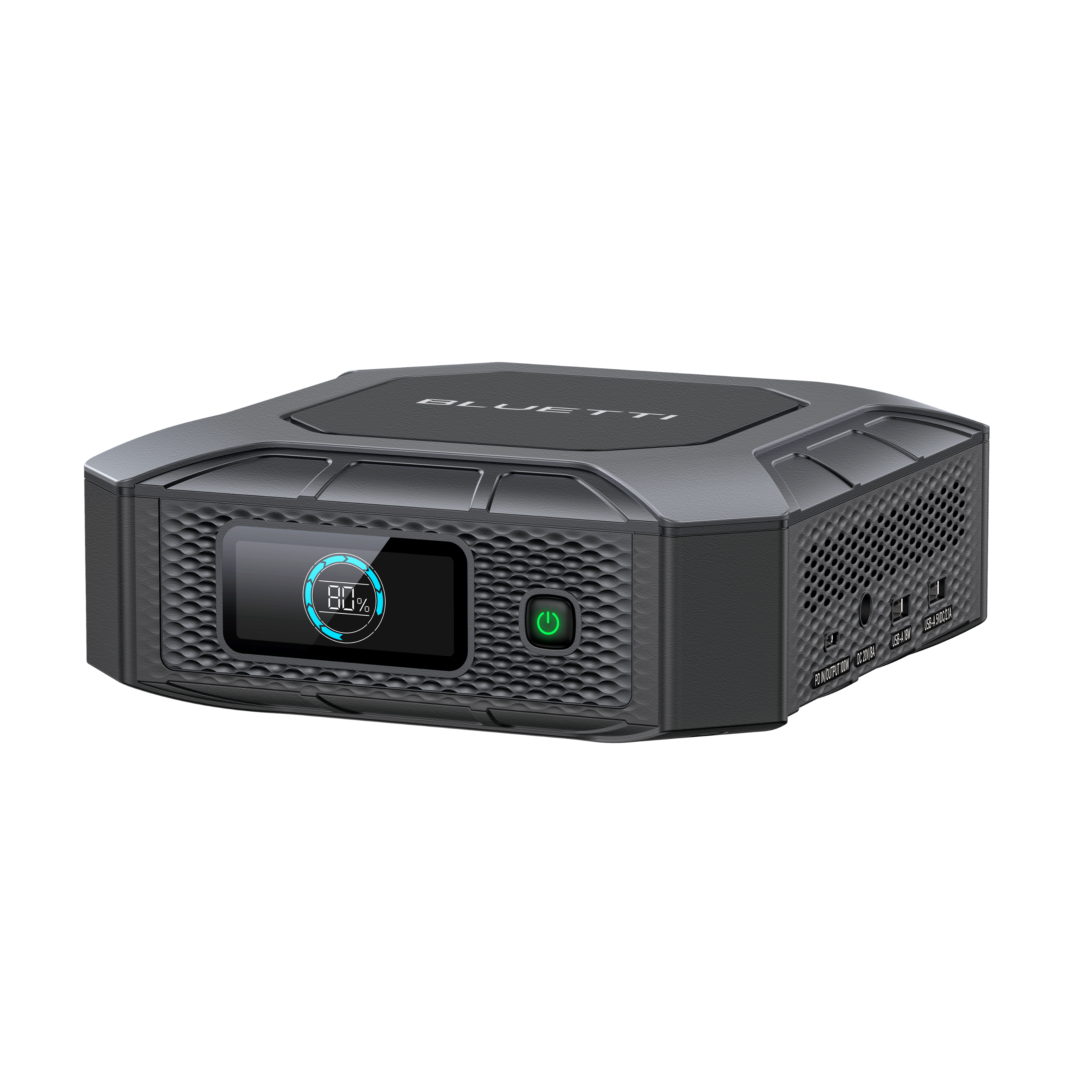 The text on the image reads "BLUETTI on 00% . 7 G 1 I Sula 3 5 A NR." This text is likely a description or information about the Bluetti device.