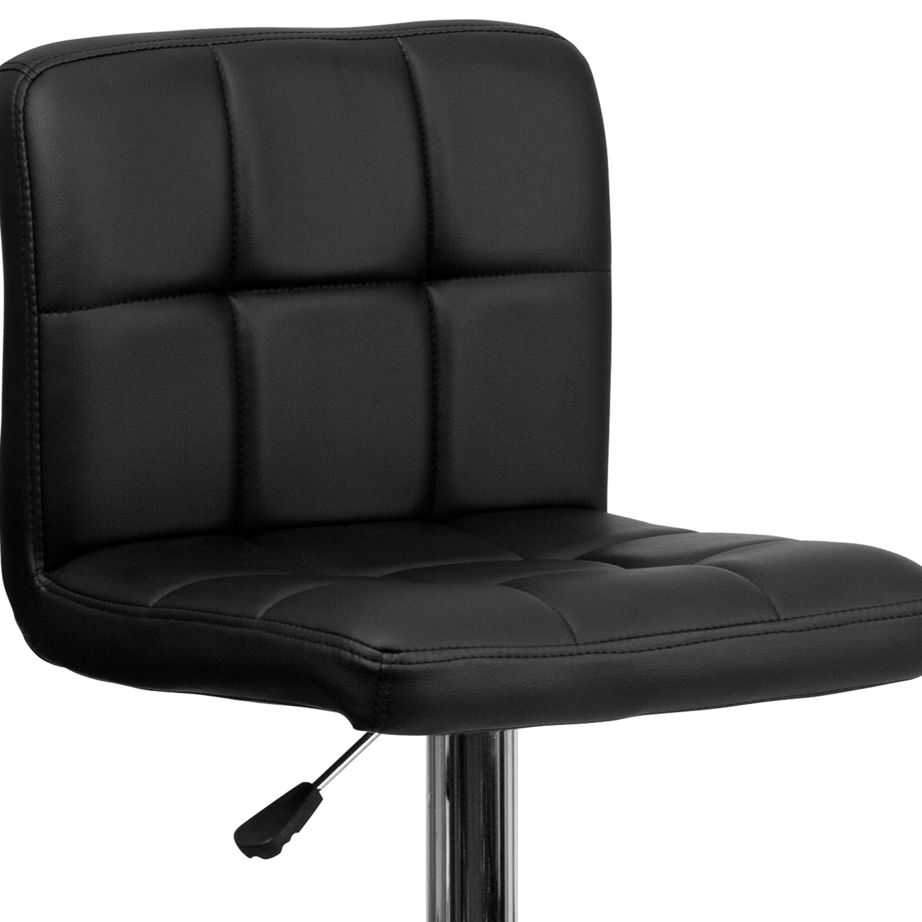 Alt View 8. Emma + Oliver - Quilted Vinyl Swivel Adjustable Height Barstool with Chrome Base - Black.