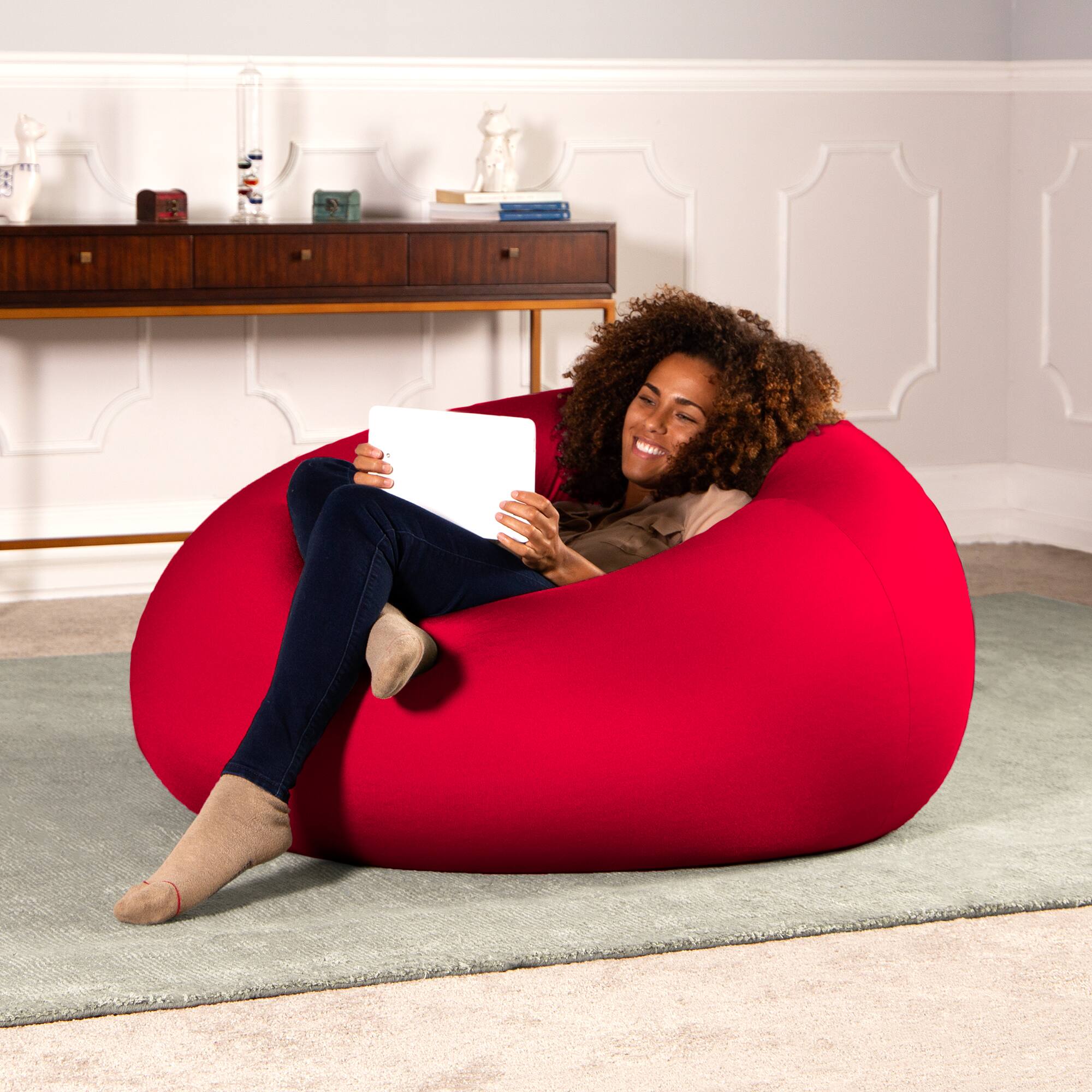 Back. Jaxx - Nimbus Spandex Bean Bag Chair, Large, Cardinal - Cardinal.