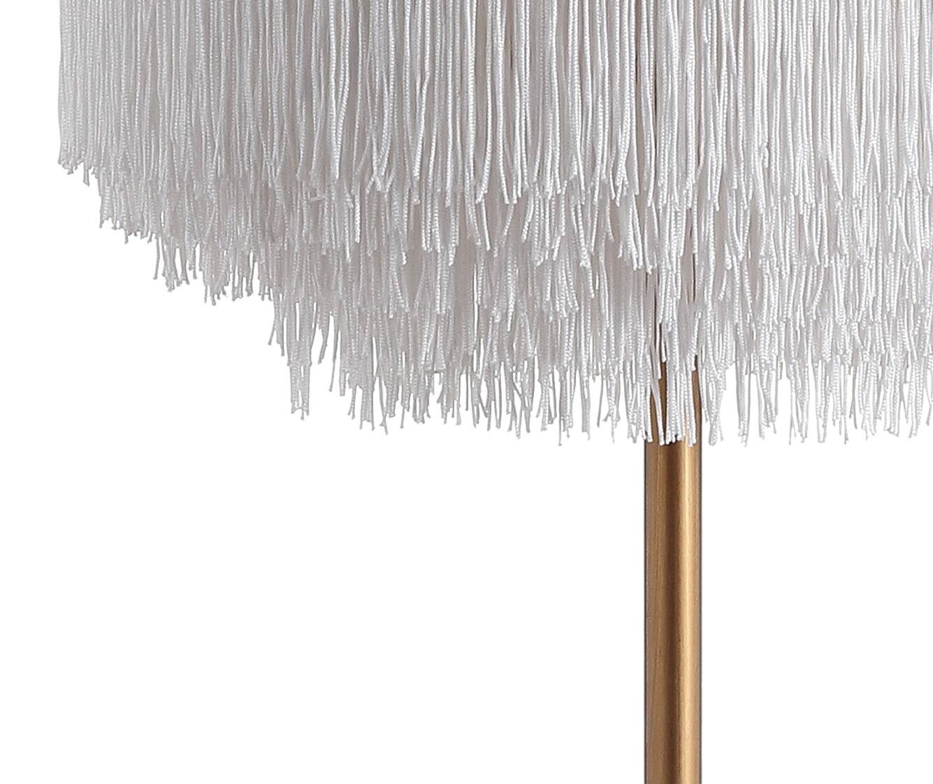 Alt View 3. Jonathan Y - Coco 27.5" Fringed/Metal LED Table Lamp, Gold/White - Gold.