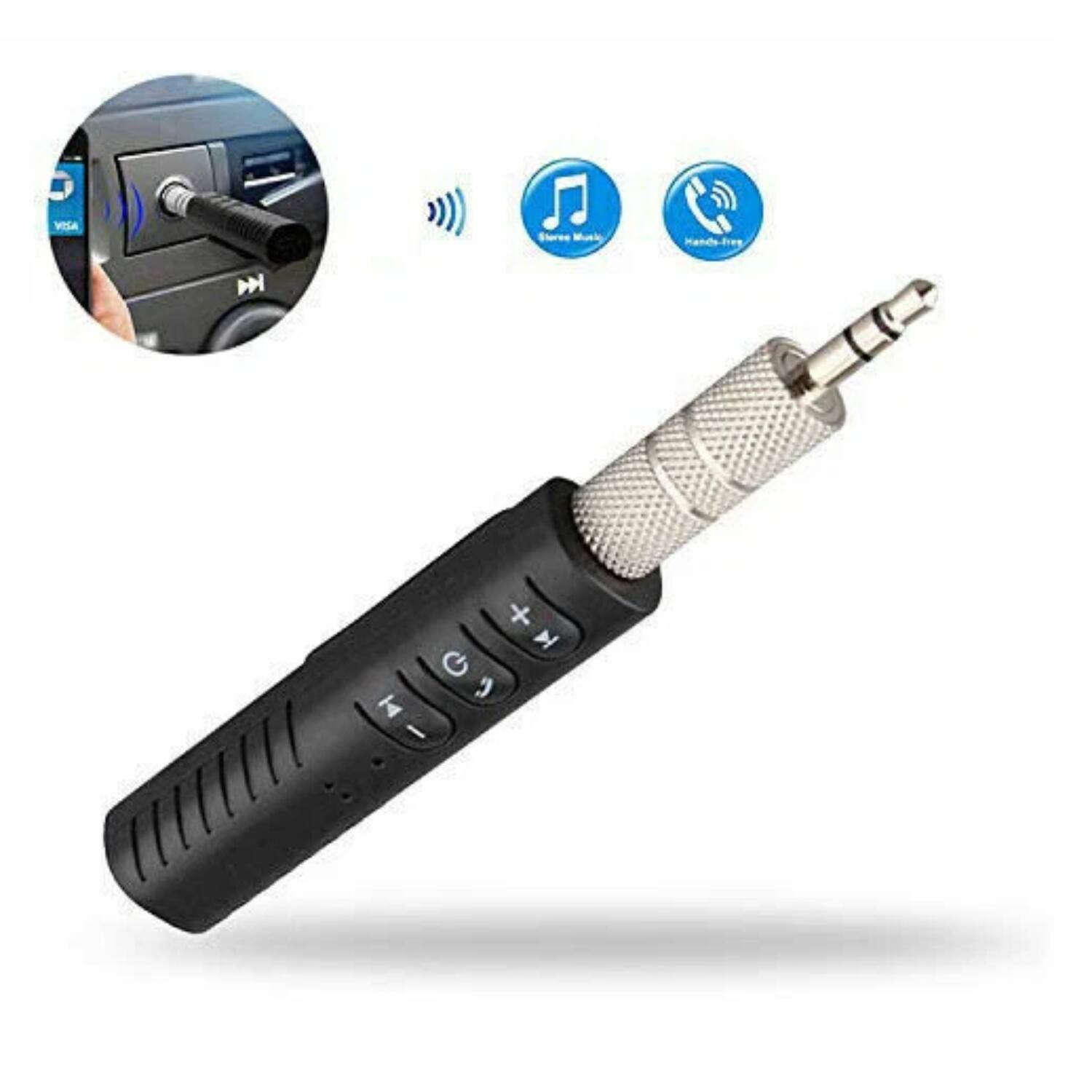 Angle. Stock Preferred - Wireless 3.5mm Car Bluetooth Mini Receiver Adapter - Black.