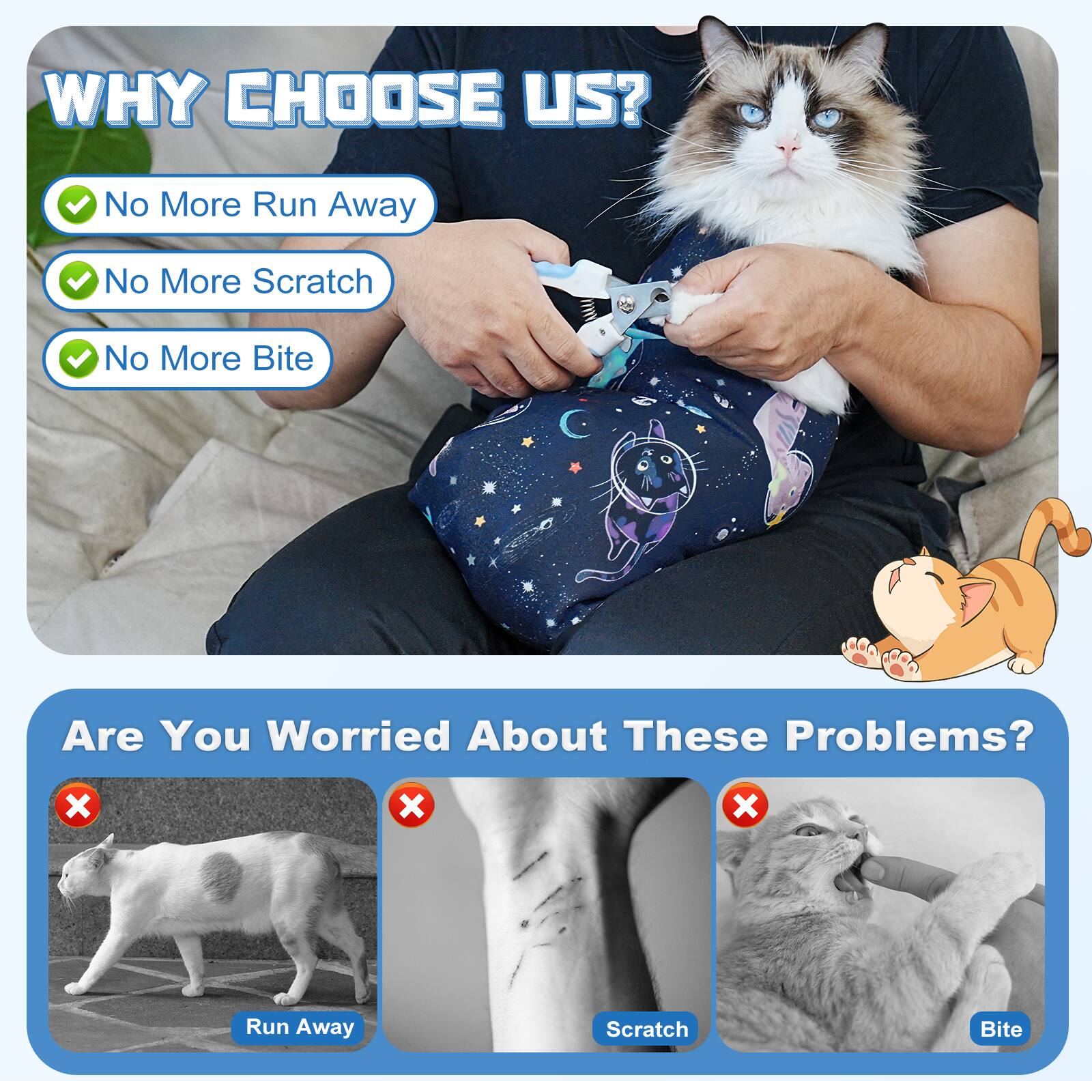 WHY CHOOSE US?

- No More Run Away
- No More Scratch
- No More Bite

Are You Worried About These Problems?

- Run Away
- Scratch
- Bite