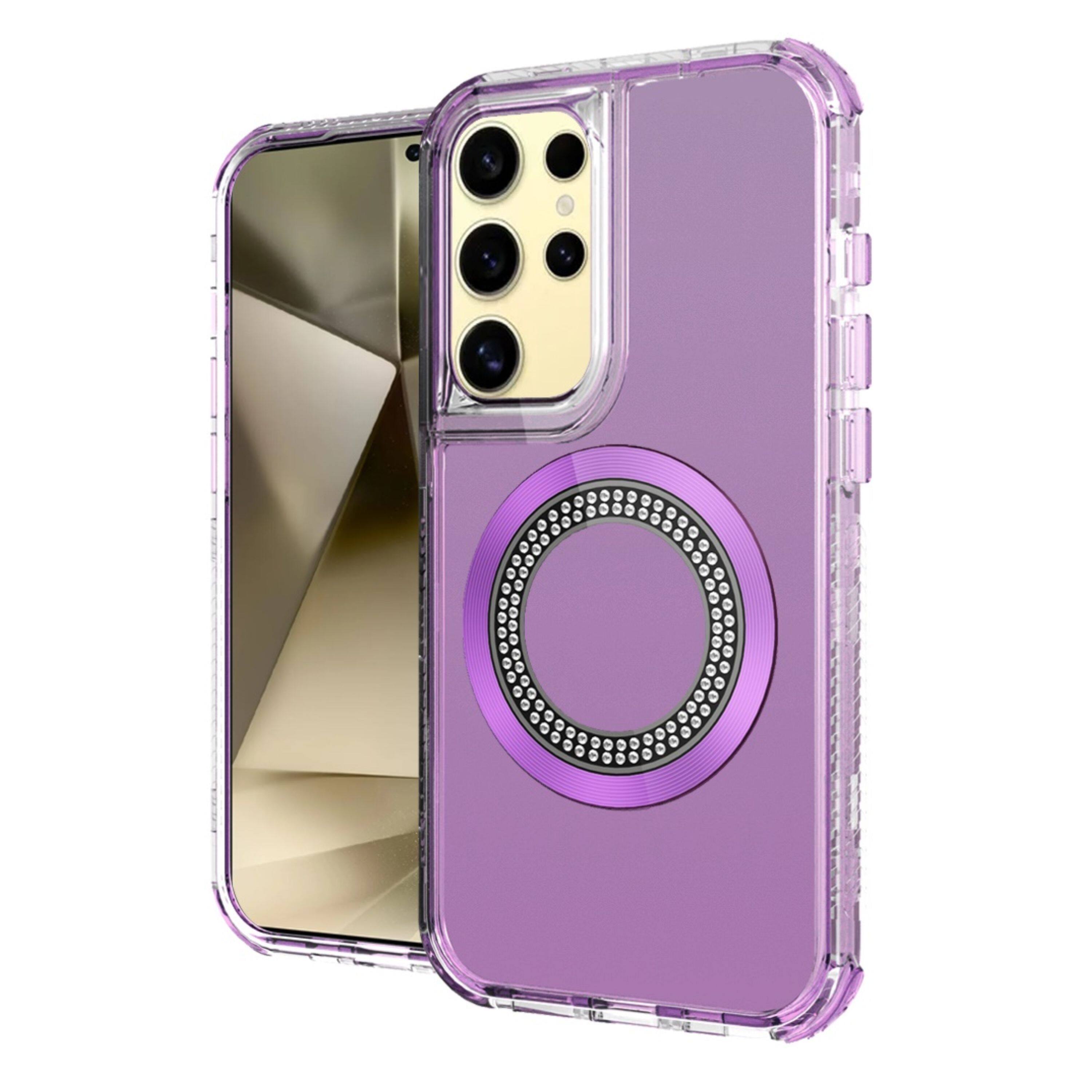 Front. Kitcheniva - Hybrid Magnetic Charging Circle Phone Case For Samsung Galaxy S24+ Plus Purple - Purple.