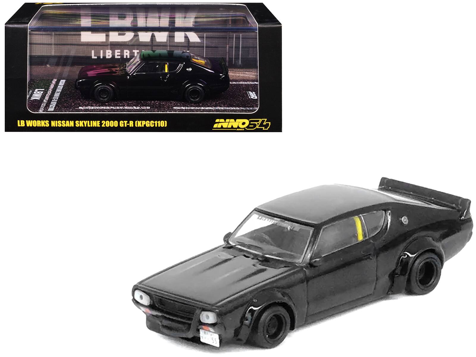 "Nissan Skyline 2000 GT-R (KPGC110) RHD (Right Hand Drive) ""LB-Works"" Black 1/64 Diecast Model Car by Inno Models" price history on PriceWatchPro