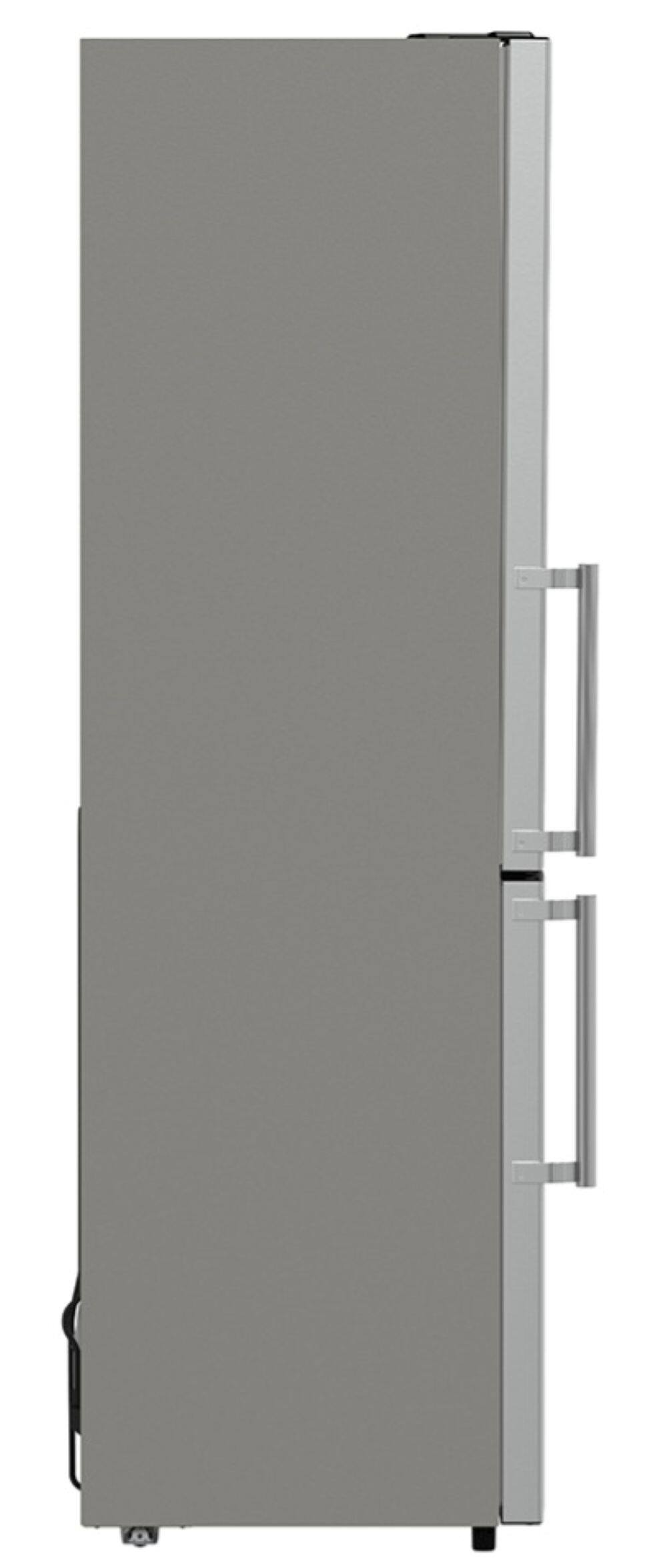 Left. Forno Appliances - Guardia 10.8 Cu. Ft. Compact Fridge with Bottom Freezer - Stainless Steel.