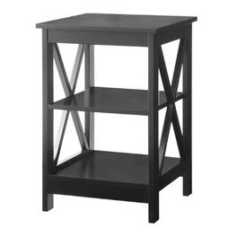 Hivvago - X-Design End Table Nightstand with 3 Open Shelves - Black