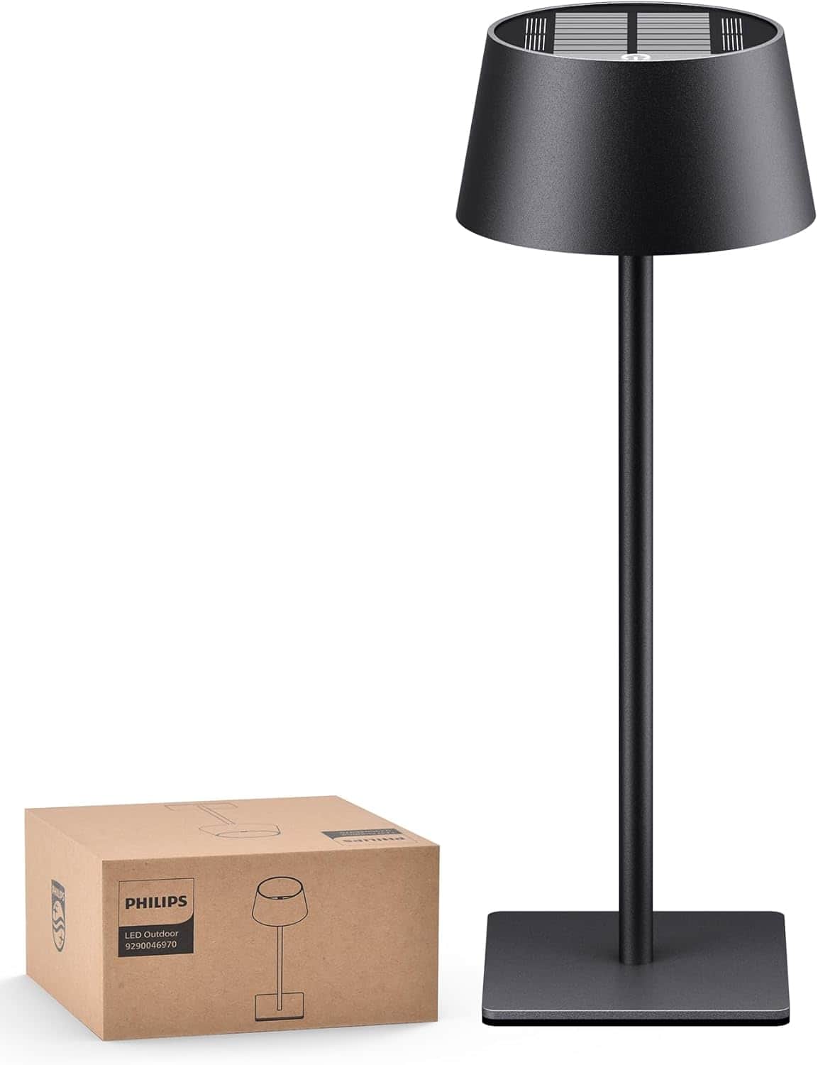 Stamp n Camp - Philips Solar Outdoor Table Lamp Portable LED Desk Light Cordless Battery-Operated，2 Adjustable Height Touch Control - Black-2