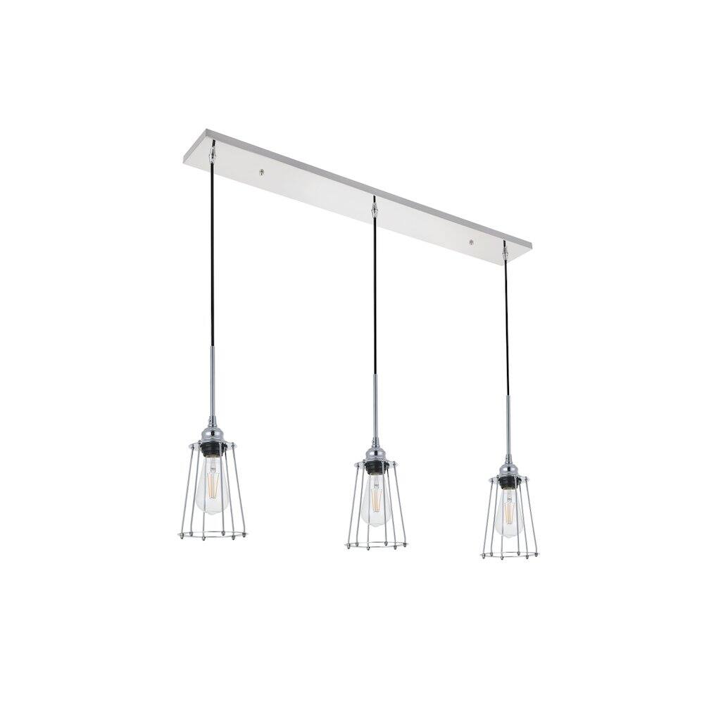Alt View 4. Living District - Auspice 3 Light Chrome Pendant - Chrome.