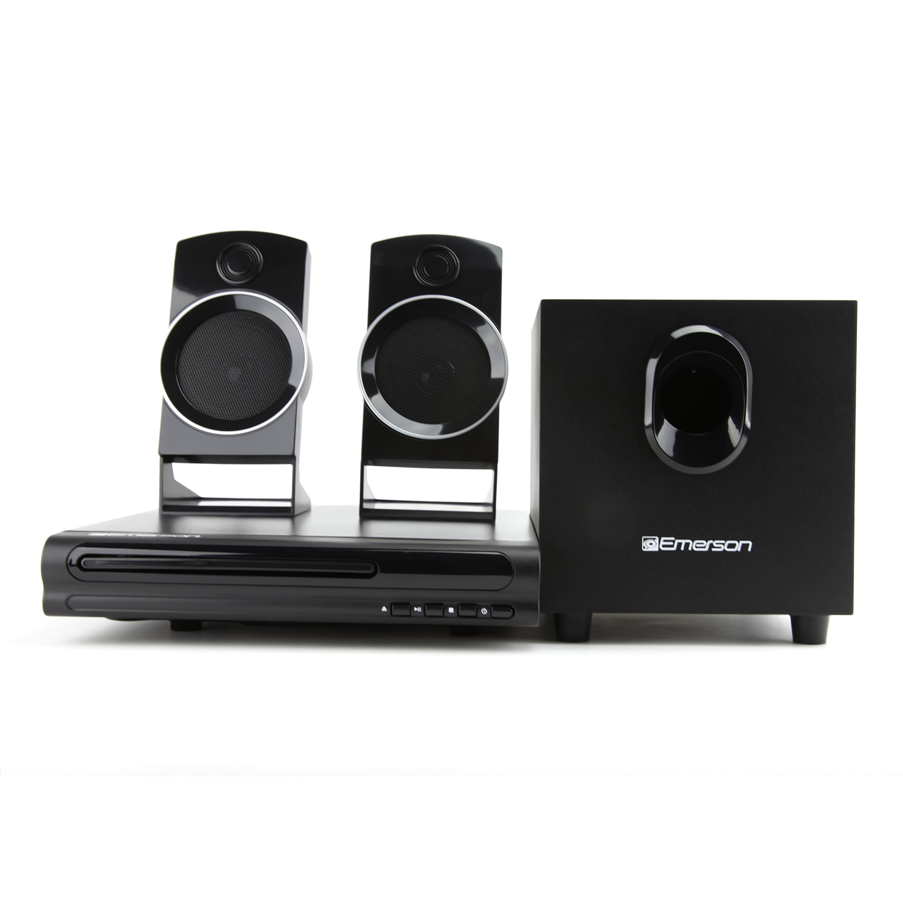 Front. Emerson - 2.1 Channel Home Theater DVD Player and Surround Sound System with Subwoofer and Dual Speakers (ED-8050) - Black.