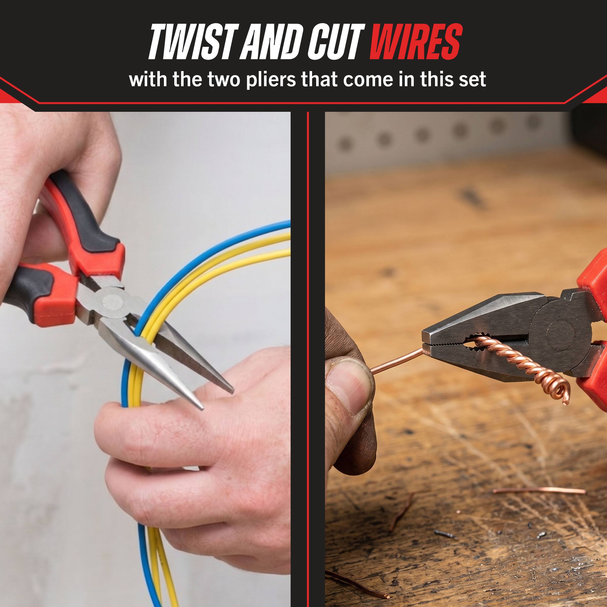 TWIST AND CUT WIRES with the two pliers that come in this set