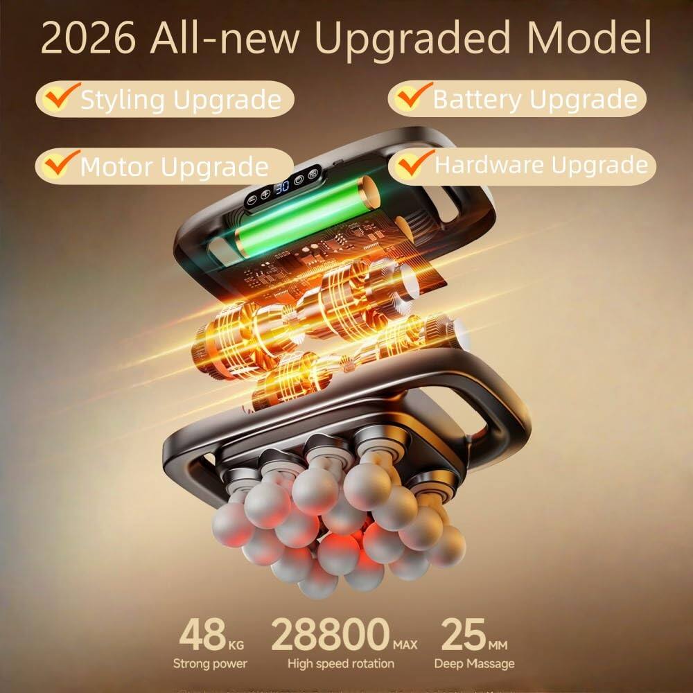 2026 All-new Upgraded Model

- Styling Upgrade
- Motor Upgrade
- Battery Upgrade
- Hardware Upgrade

48 KG
28800 MAX
25 MM

Strong power
High speed rotation
Deep Massage
