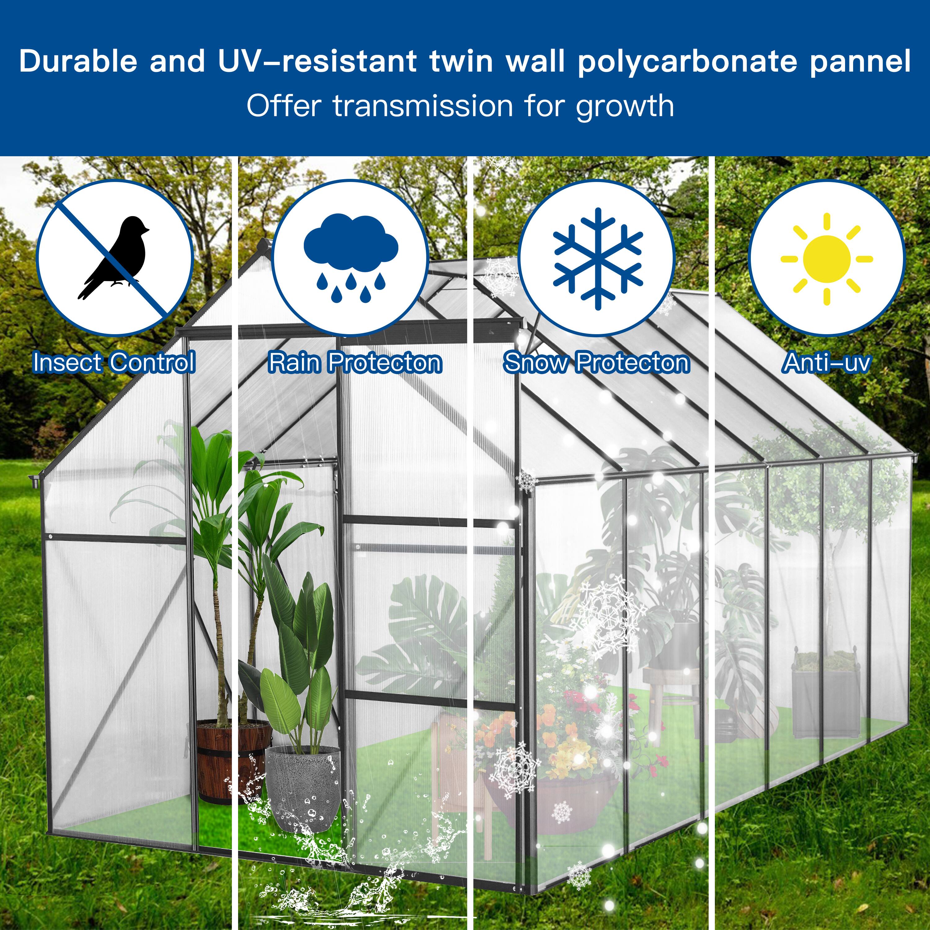 Durable and UV-resistant twin wall polycarbonate panel  
Offer transmission for growth  

- Insect Control  
- Rain Protection  
- Snow Protection  
- Anti-uv