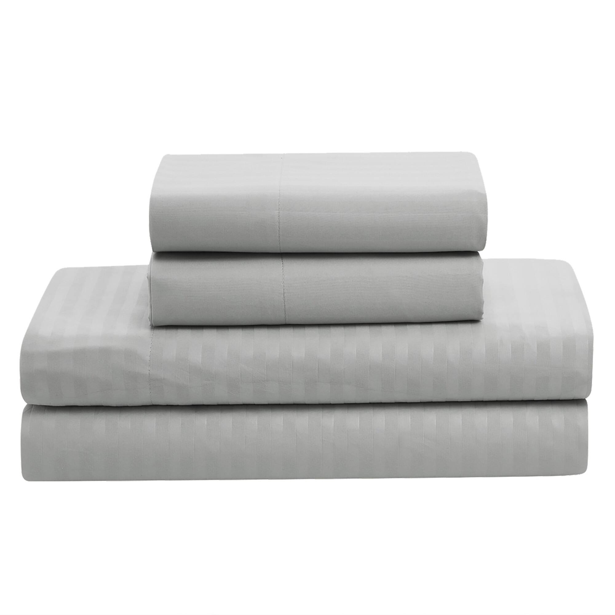 Back. Sweet Home Collection - 8 Piece Embossed Dobby Stripe Bed in a Bag All Season Complete Set with Sheets - King - Silver.