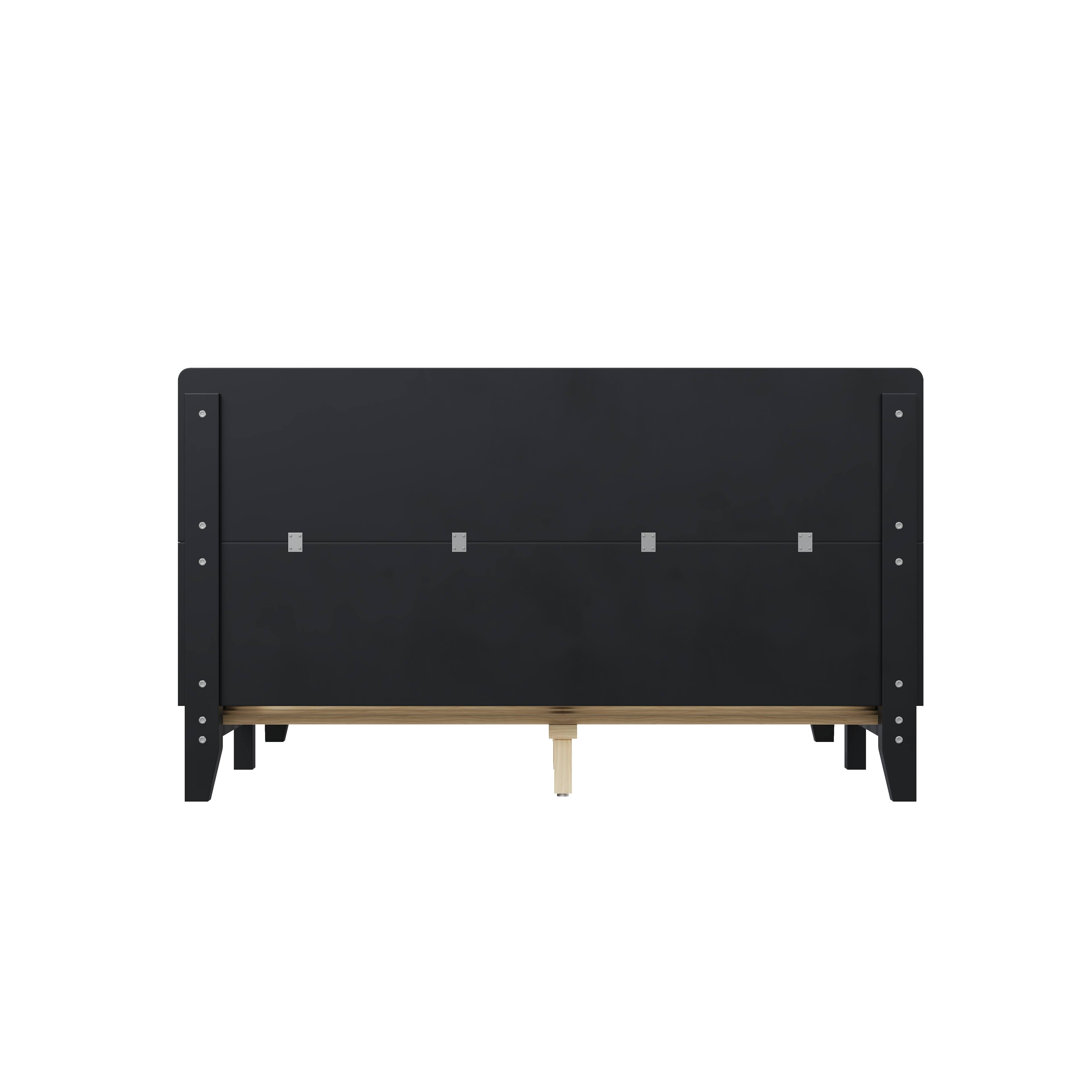 Alt View 2. Whisen - Wood Platform Bed Frame with Headboard, Sturdy Bed Support for Bedroom - Black.