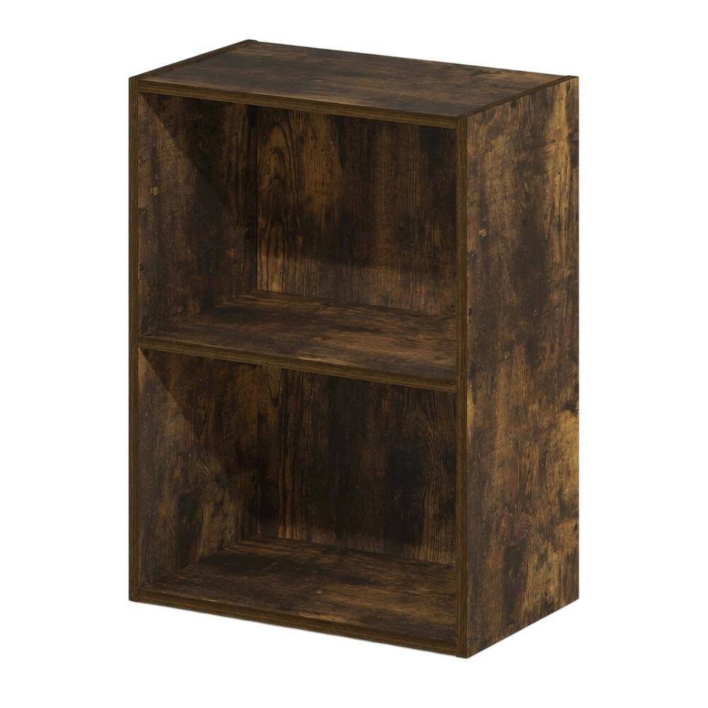 Front. FurniFact - Wooden bookcase with sleek design for home or office storage - Amber Pine.