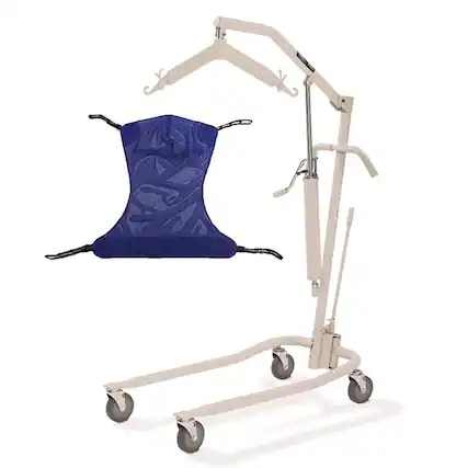 Front. Invacare - Invacare Hydraulic Patient Lift with R110 Medium Mesh Sling, 450 lb Capacity - Beige.