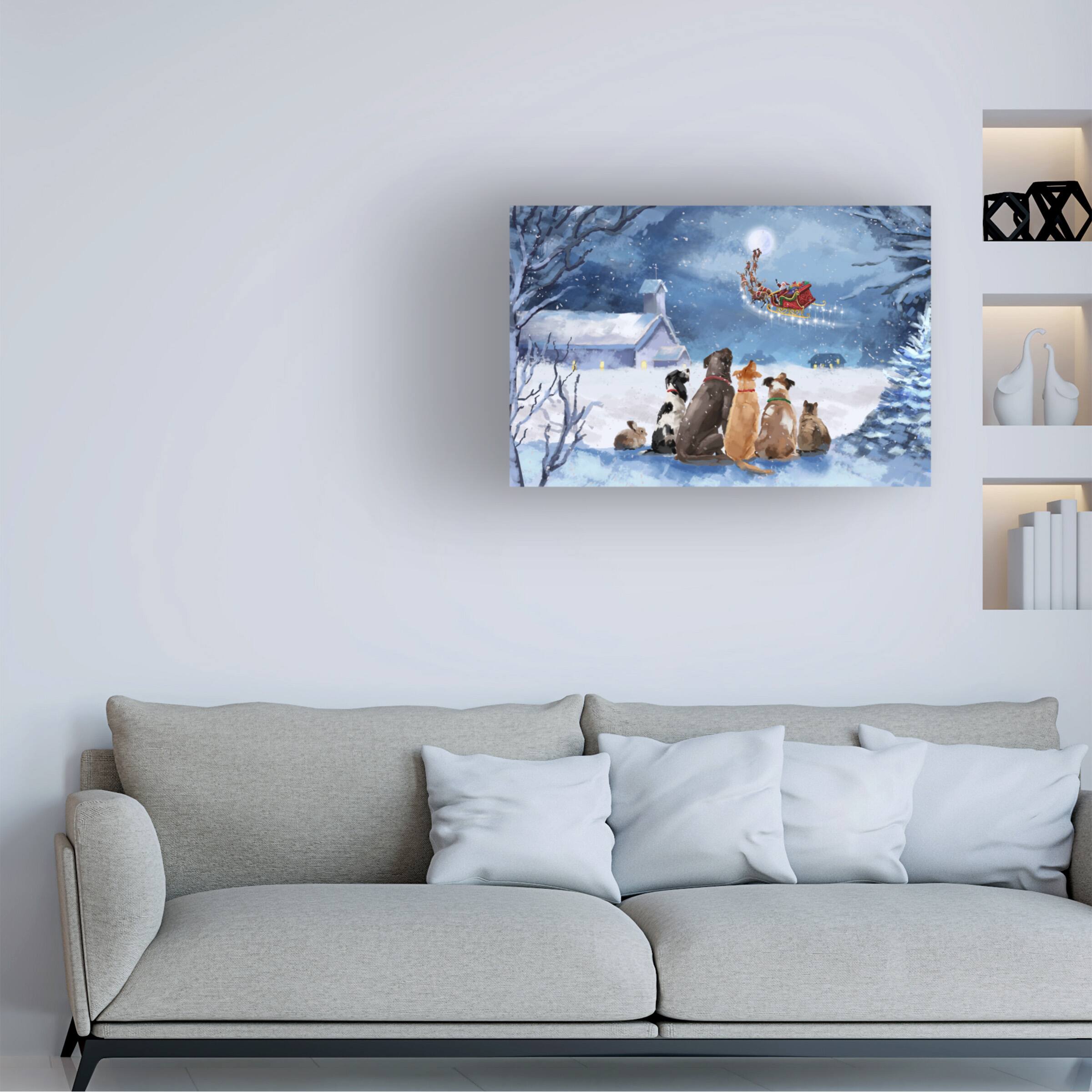 Angle. Trademark Fine Art - GL Studio Pets Watching Santa Canvas Art - 22x32 - Multicolor.