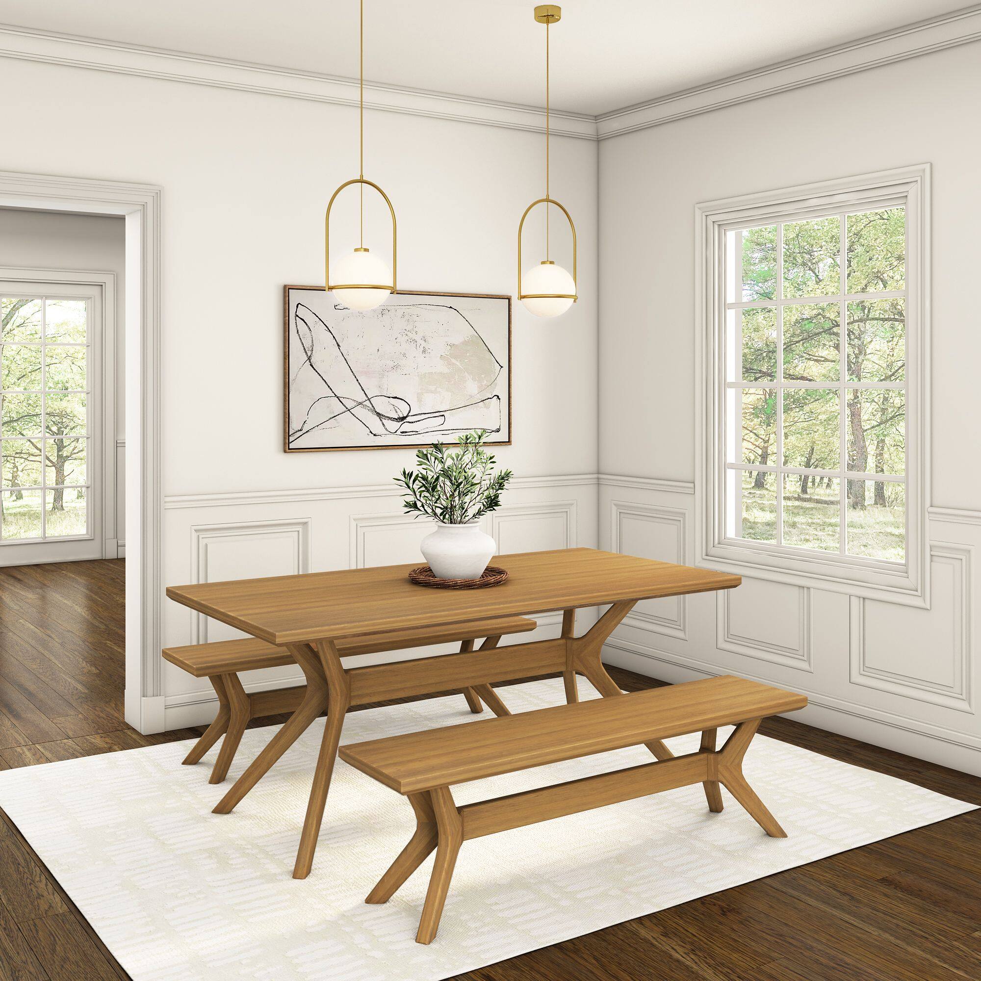 Alt View 4. Plank+Beam - Verso Dining Room Bench (60in / 1520mm), Pecan - Pecan.