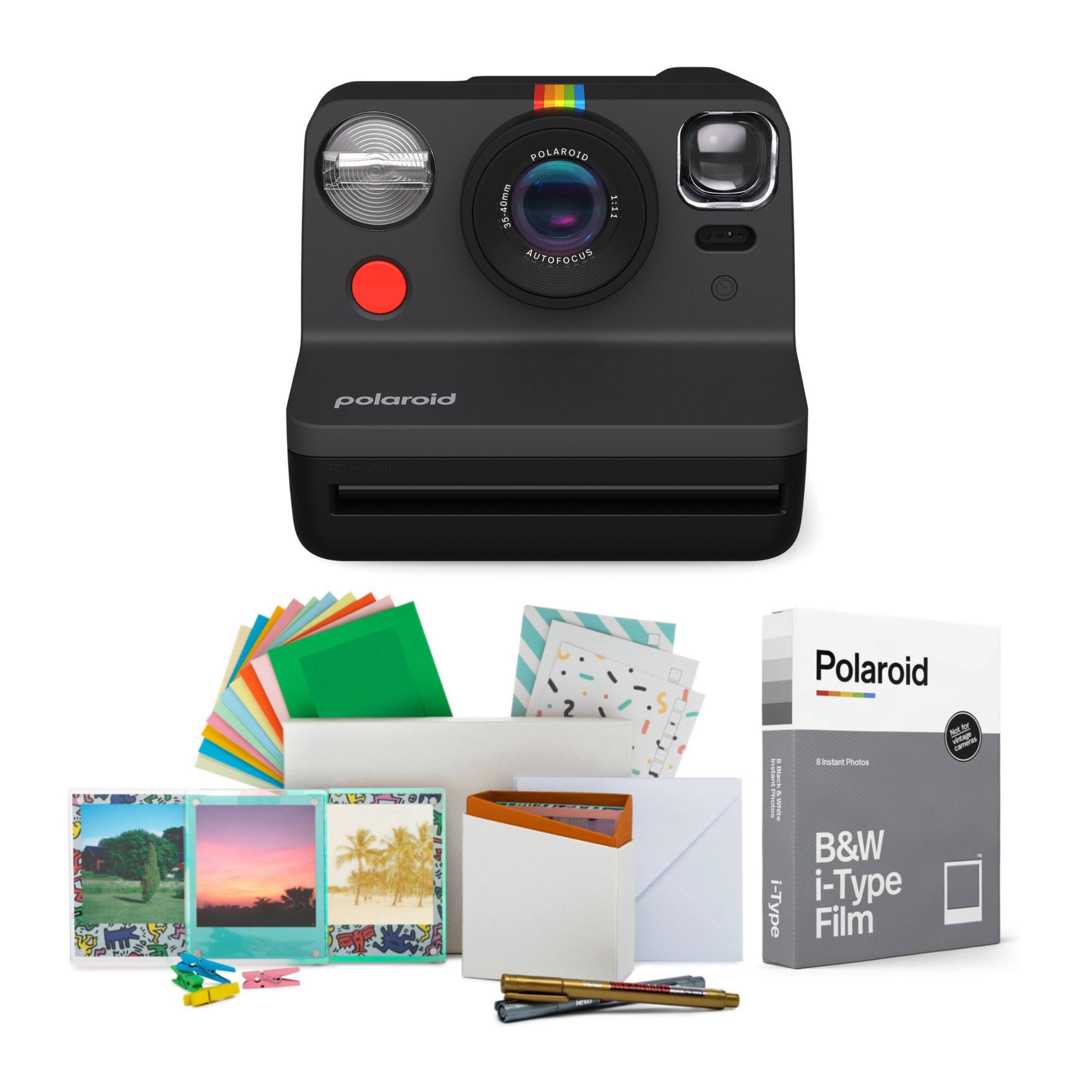 Polaroid 35.45mm E Autofocus Camera with B&W Type Film and Polaroid Type 2 S Instant Film.