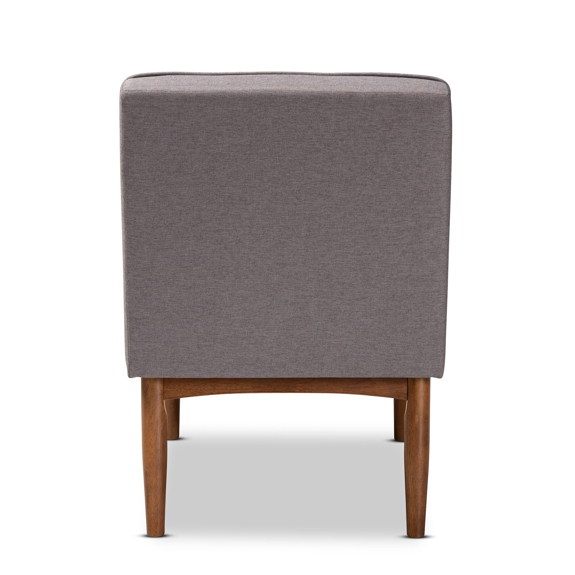 Back. Baxton Studio - Arvid Mid-Century Modern Fabric Upholstered Wood Dining Chair - Gray.