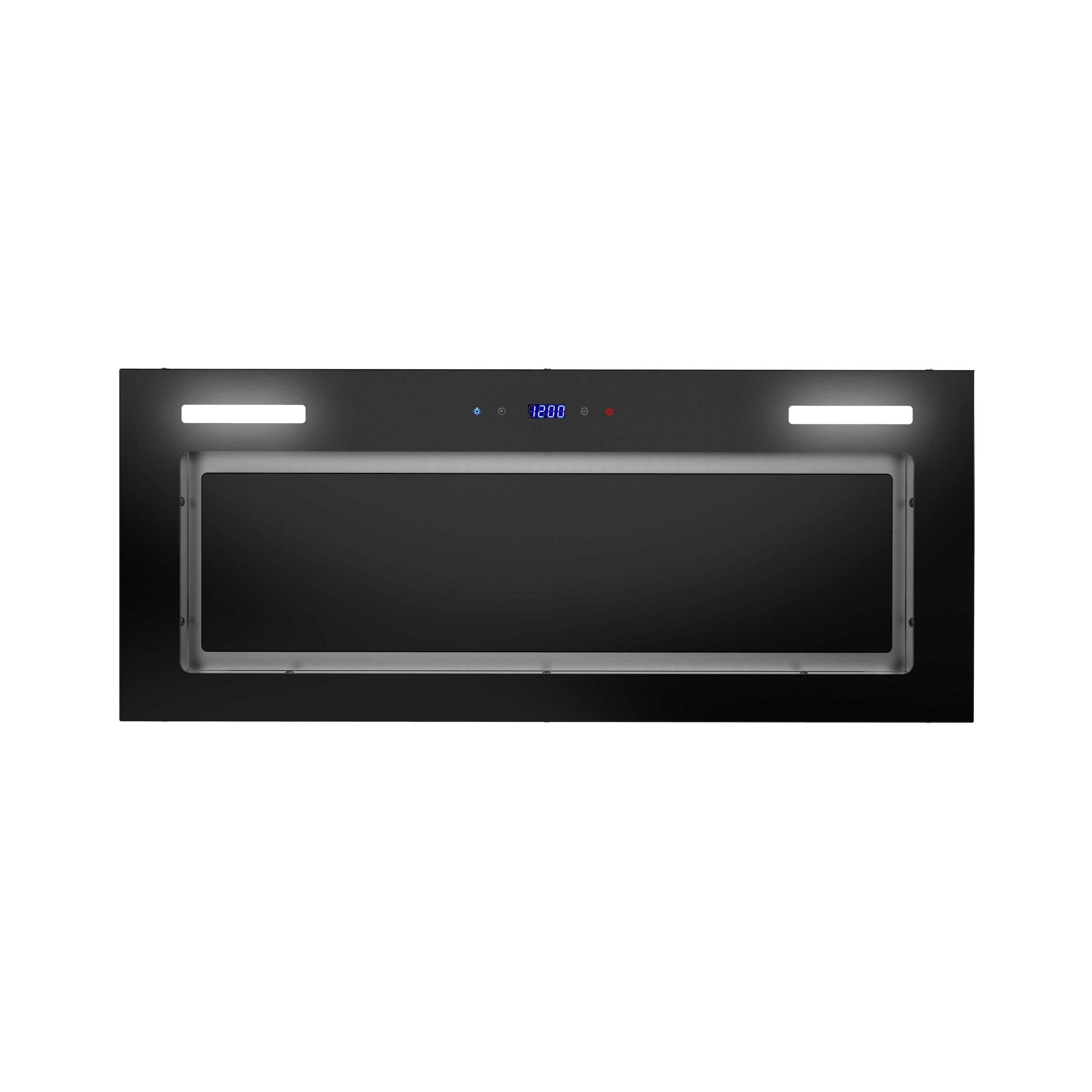 Alt View 7. Streamline - 28 in. Crosa Ducted Insert 350 CFM Range Hood, Mesh Filters, Touchpad Control, LED Lights - Glossy Black.