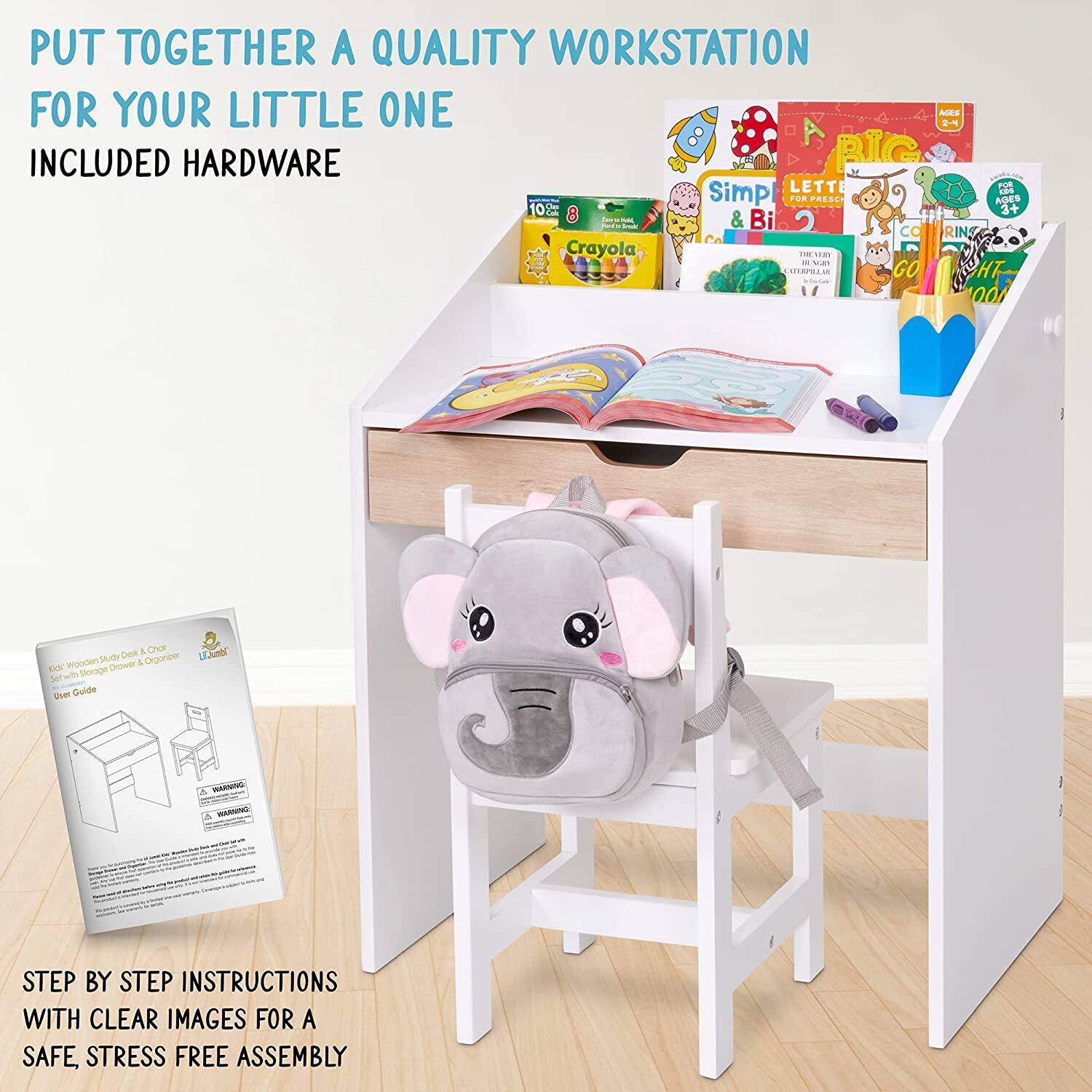 PUT TOGETHER A QUALITY WORKSTATION FOR YOUR LITTLE ONE INCLUDED HARDWARE

Simp LETTERS

AGES 3+

Crayola

STEP BY STEP INSTRUCTIONS WITH CLEAR IMAGES FOR A SAFE, STRESS FREE ASSEMBLY