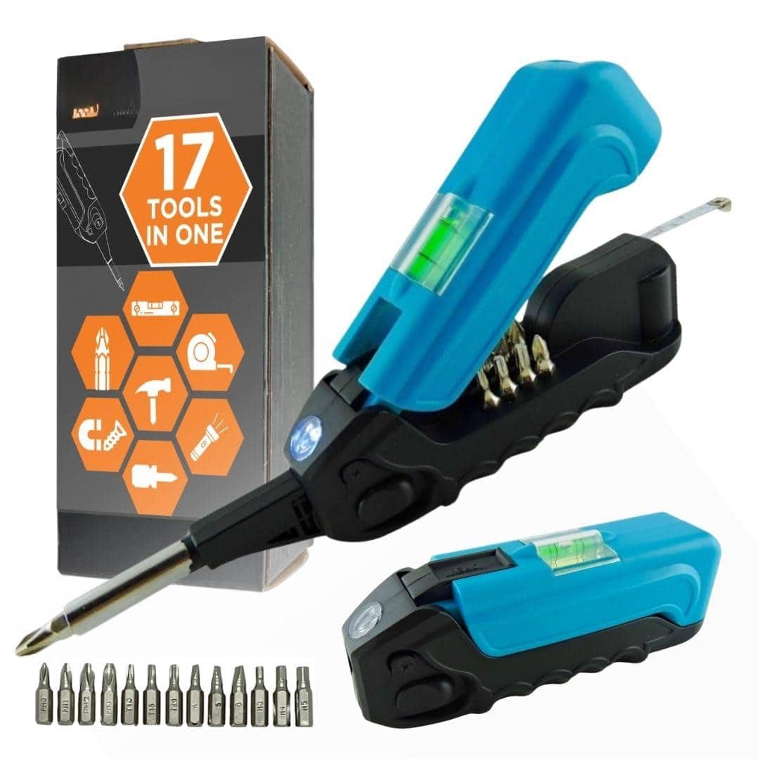 Dapper Styles - Tools - 17 Urban Set All In One Everyday Multitool Multi-tip Compact & Universal Precision 13 Bit With Tape - Blue-KELVIN 17