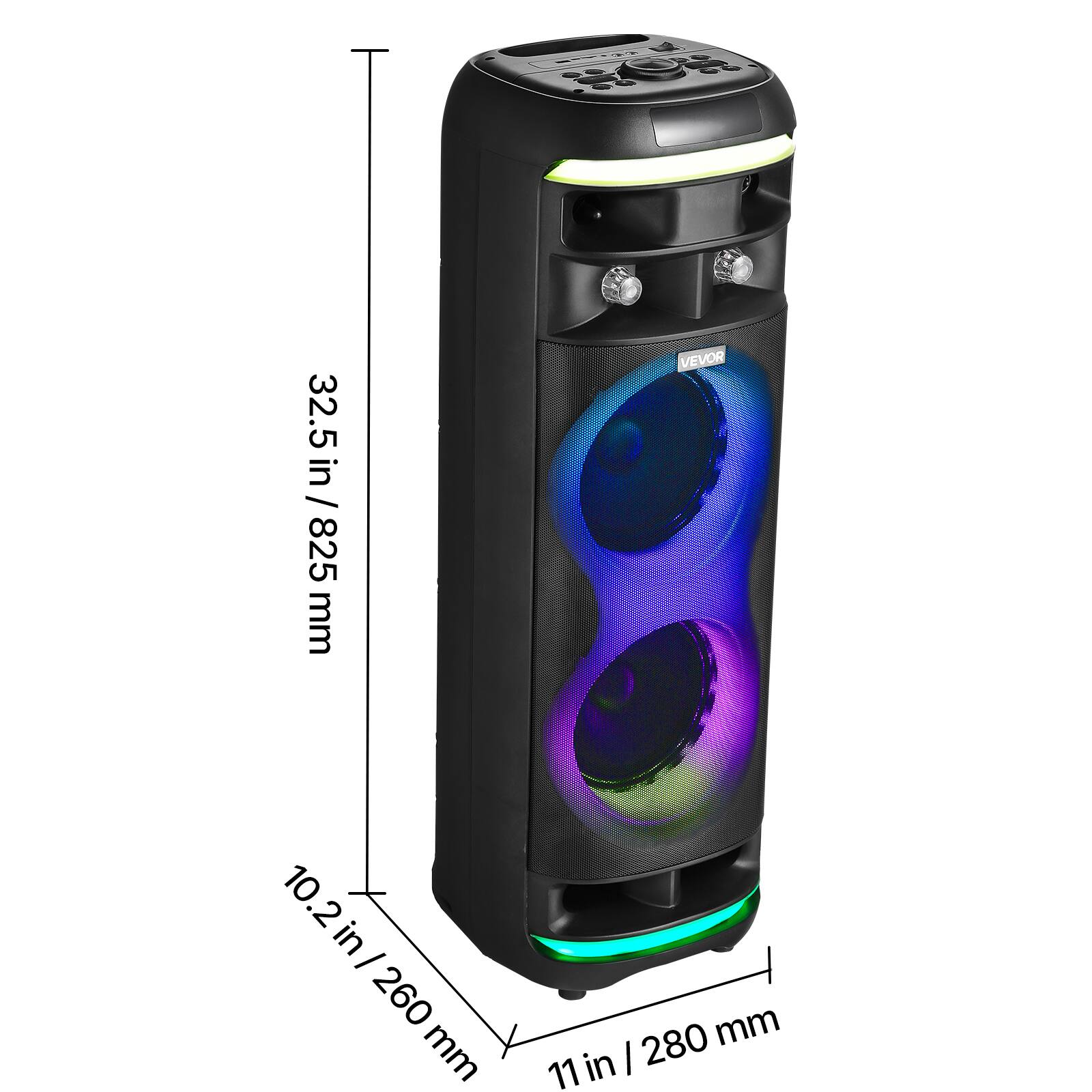 32.5 in / 32.5 in / 825 mm  
10.2 in / 260 mm  
11 in / 280 mm