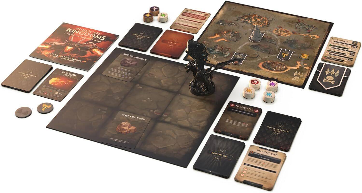 Sure, here is the corrected and grouped text from the image:

**Game Title:**
- "Kingdoms of the Blighted Lands"

**Modules:**
- "Black Dragon"
- "Grinding Rocks"
- "Rocky Safe Spot"
- "The Hunter"
- "Bob the Cat"

**Events:**
- "Triple Trouble"
- "Grounding Rocks"
- "Rocky Safe Spot"
- "The Hunter"
- "Bob the Cat"

**Characters:**
- "Black Dragon"
- "The Hunter"
- "Bob the Cat"

**Other Text:**
- "Wilderess Campaign"
- "Triple Trouble"
- "Rocky Safe Spot"
- "The Hunter"
- "Bob the Cat"

**Additional Text:**
- "Black Dragon"
- "Bob the Cat"

This should cover all the text elements from the image.