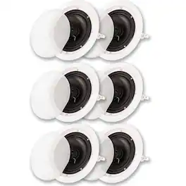 Acoustic Audio by Goldwood - HTI6c in Ceiling 6.5" Speaker 3 Pair Pack 2 Way Home Theater HTI6c-3PR - Paintable White