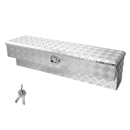 Front. VEVOR - Truck Bed Tool Box, Heavy Duty Aluminum Tool Box with Tread Patterns, Storage Toolbox Chest Organizer with Lock and Key - Silver.