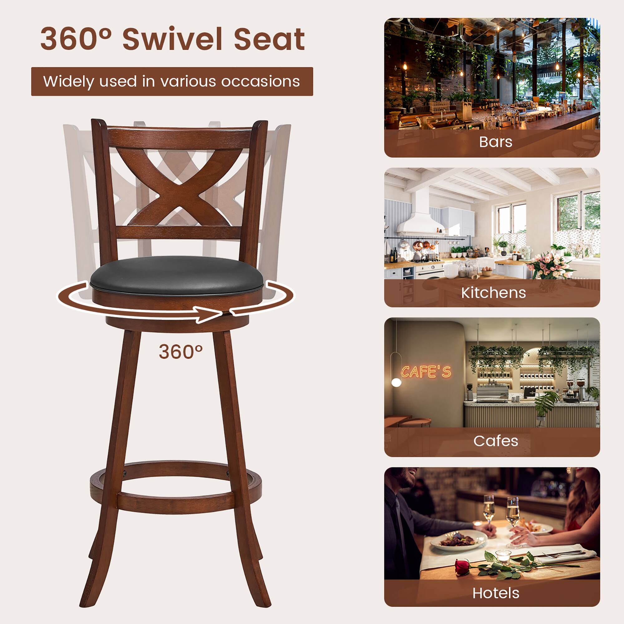 360° Swivel Seat, Widely used in various occasions, Bars, Kitchens, Cafes, Hotels