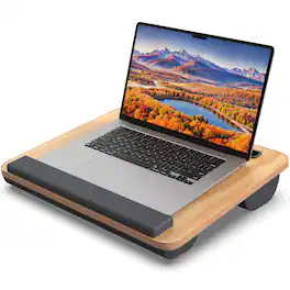 PARKER SLATER - Laptop Lap Desk Portable Large For Bed Up Table With Wrist Rest Mouse Pad Tablet Phone Slot Handle Cushion