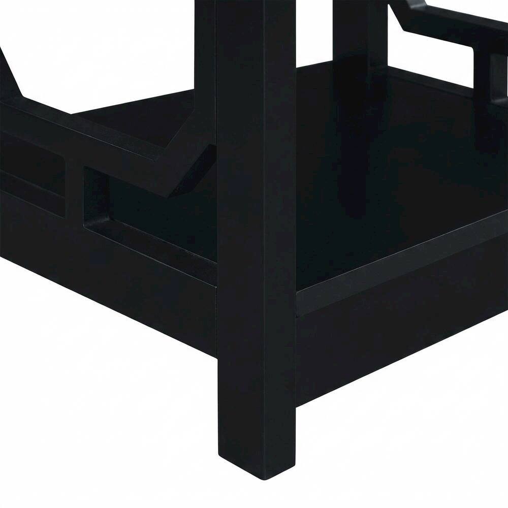Left. FurniFact - Black end table with single drawer for versatile living space use - Black.