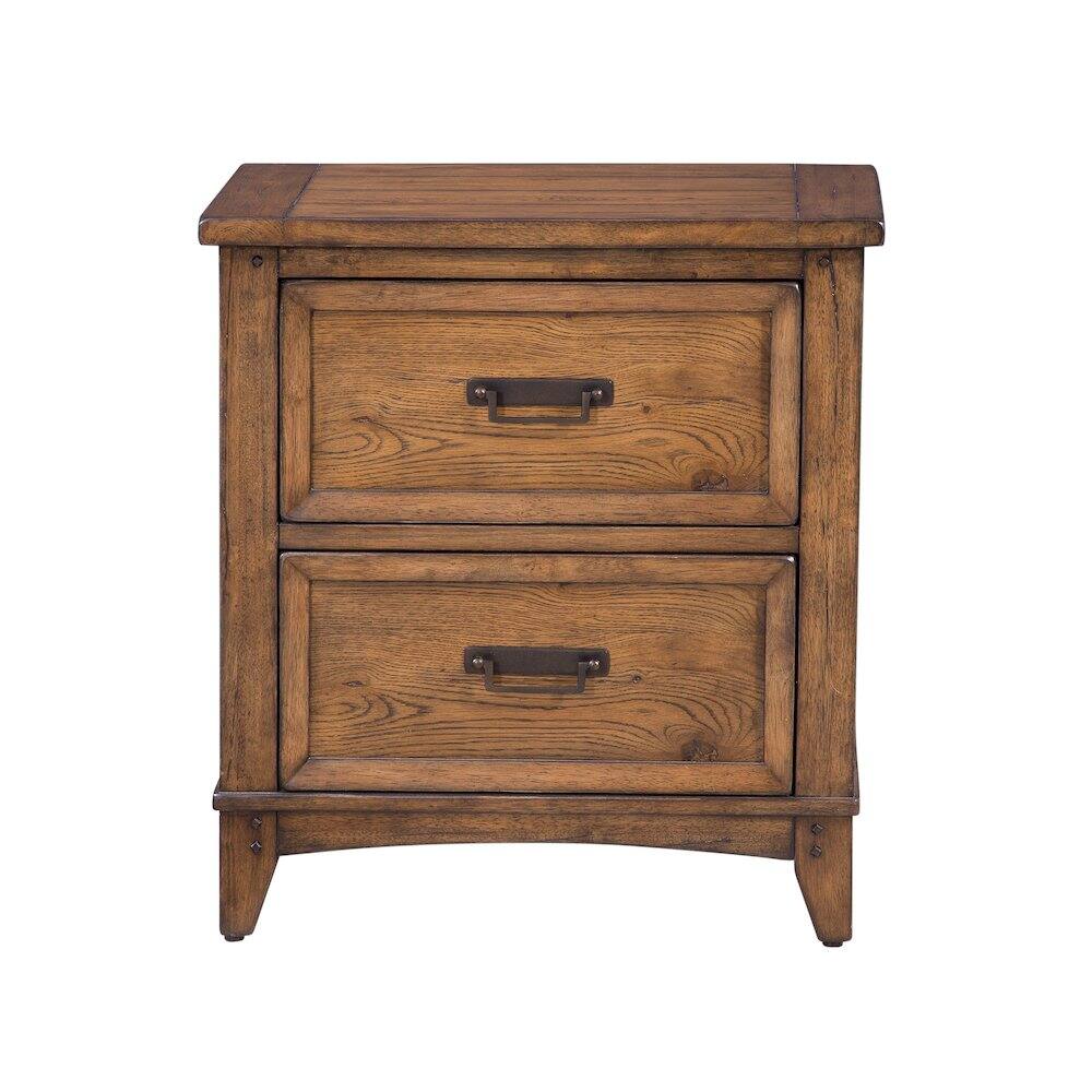 Alt View 1. American Woodcrafters - Oakdale 2-Drawer Nightstand - Honey Oak - Brown.