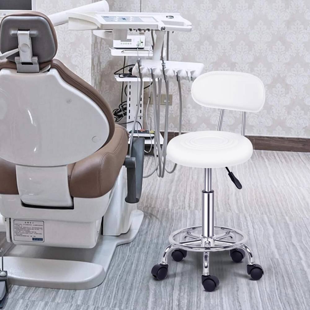 Alt View 1. Winado - Rolling Garage Stool Adjustable Mechanic Work Shop Seat Salon Swivel Chair Office Leather Chair with Backrest for Barber - White.