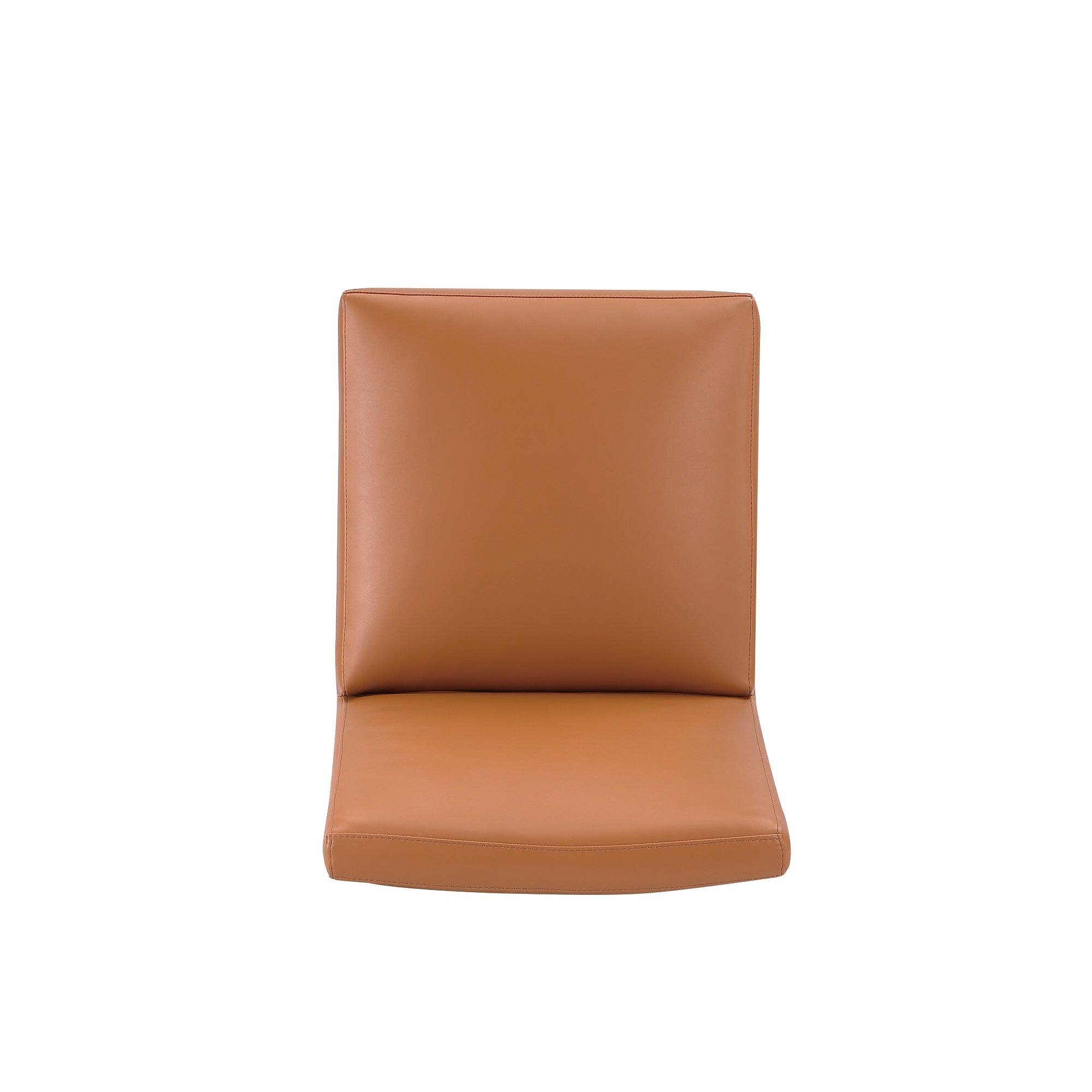 Alt View 4. Manhattan Comfort - Anna Square Modern Vegan Leather Dining Chair - Saddle Brown.