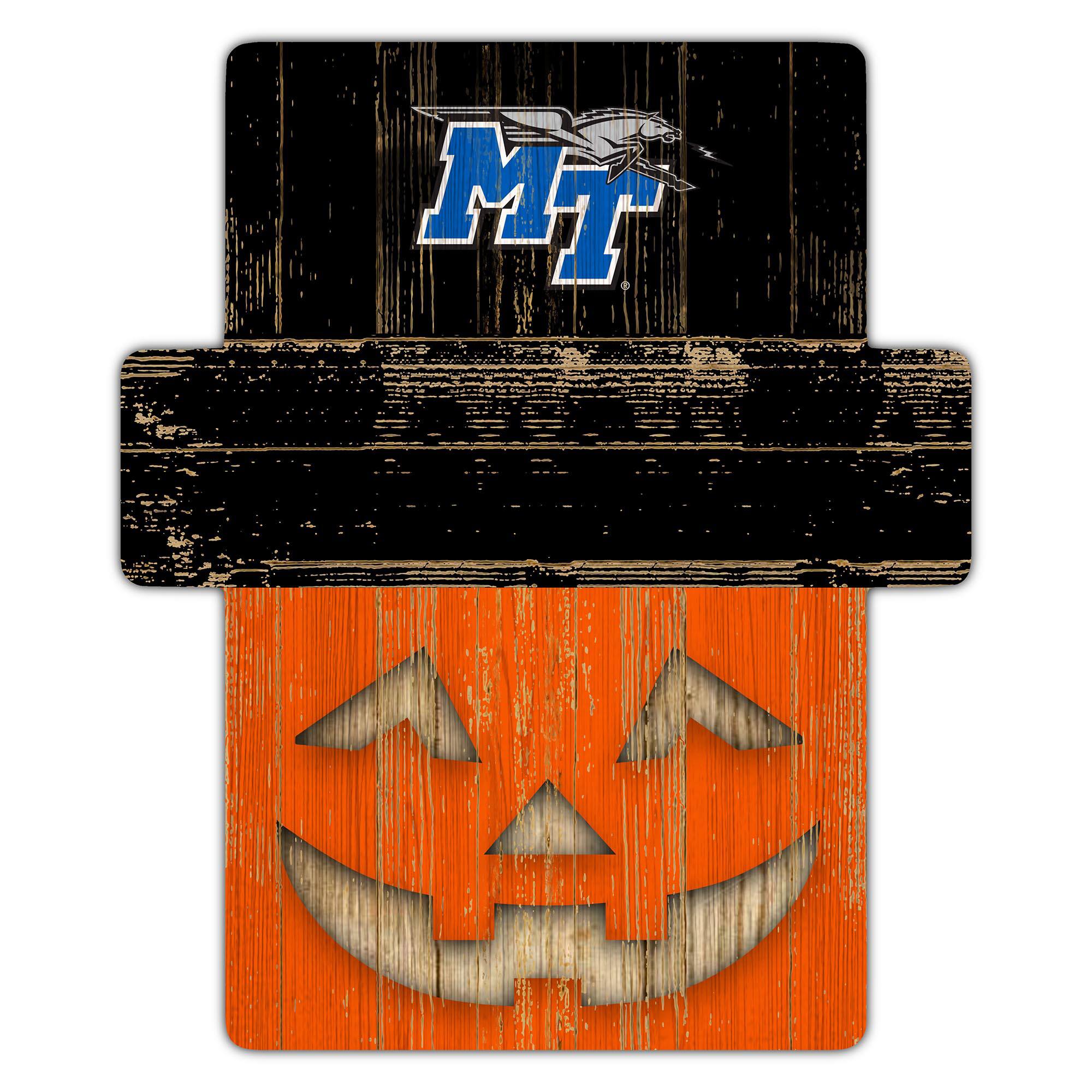Front. Fan Creations - MTSU Blue Raiders 12" x 12" Jack-O-Lantern Display - Orange.
