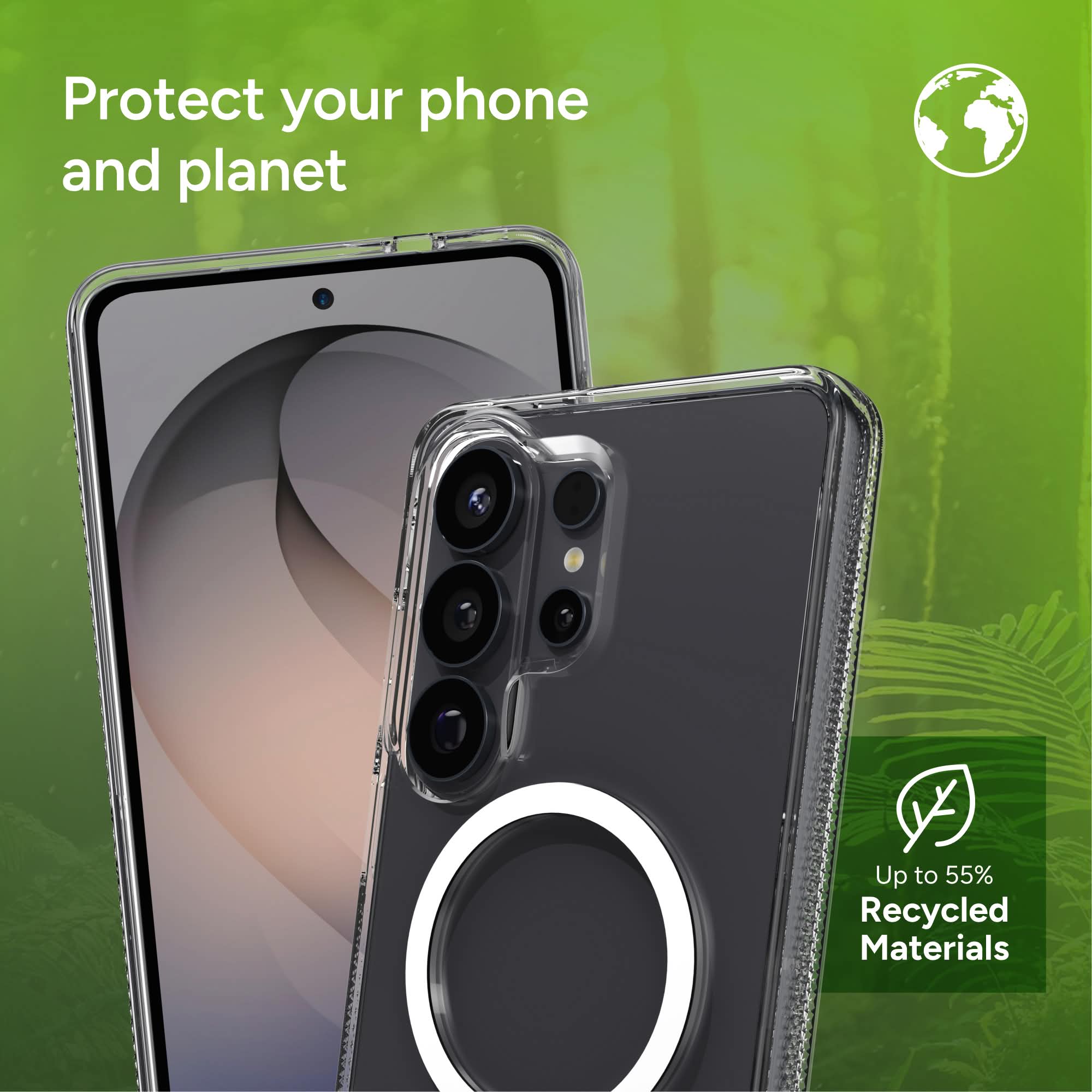 Protect your phone and planet

Up to 55% Recycled Materials