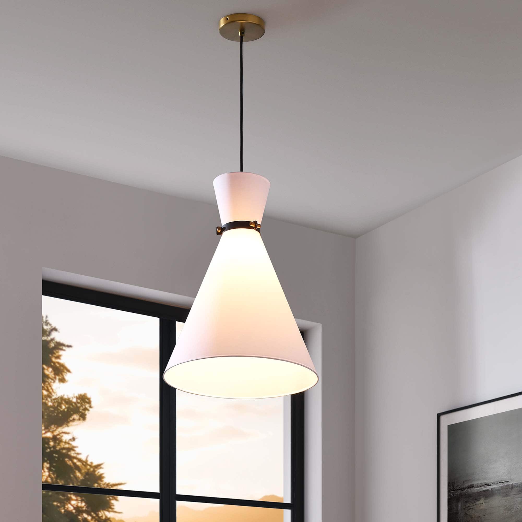 Starlight 1-Light Pendant Light by Modway - White Satin Brass