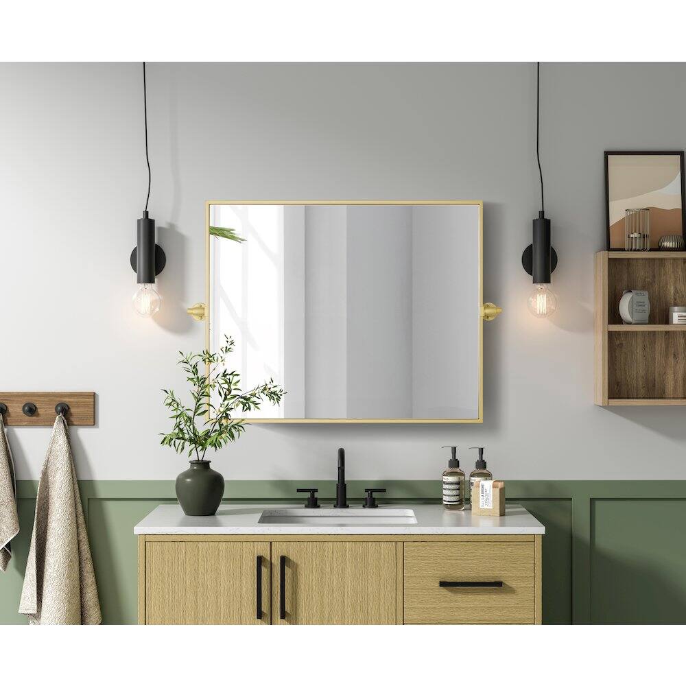 Alt View 10. Elegant Kitchen and Bath - Amoura 24X30 Pivot Mirror In Brass - Brass.