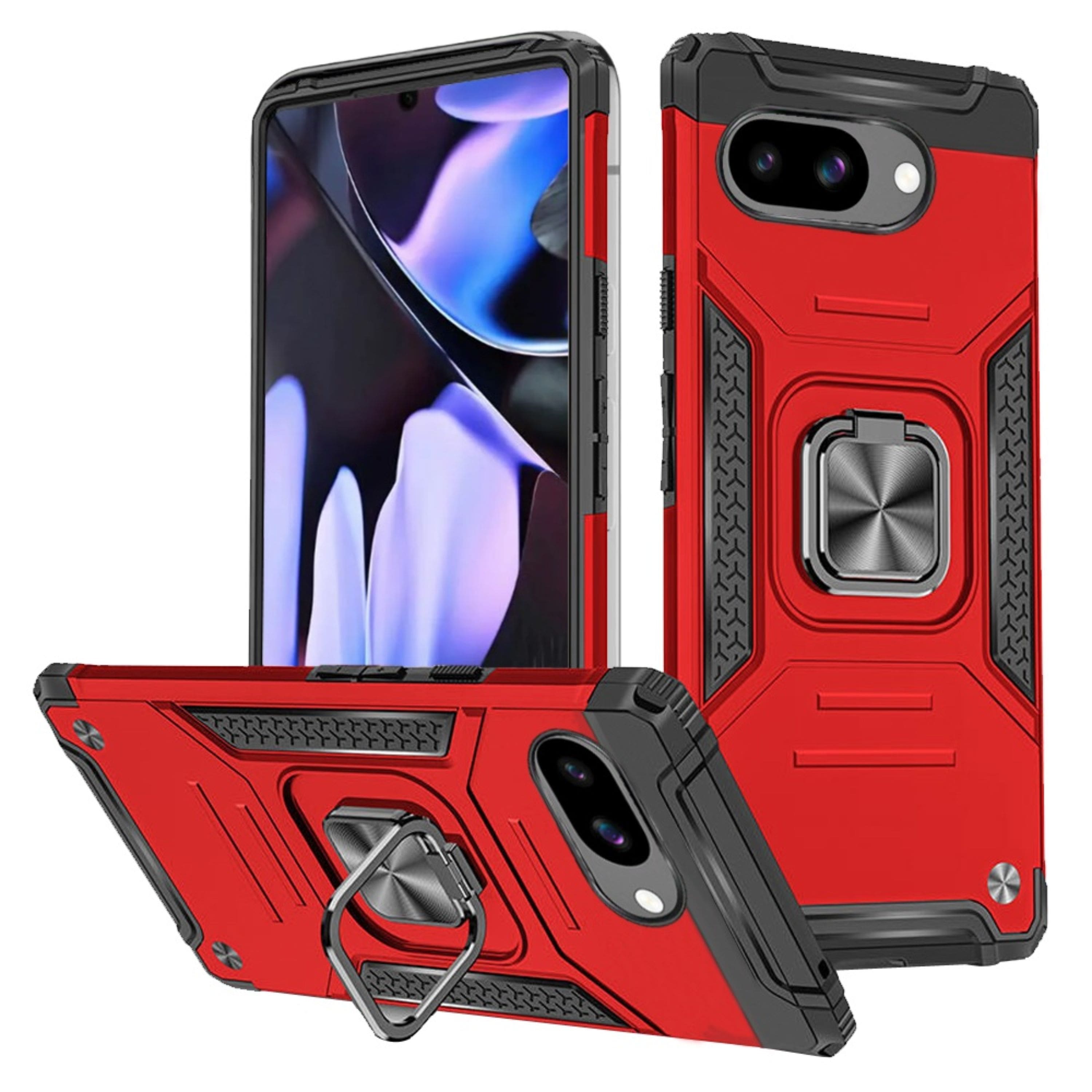 Kitcheniva - Magnetic Kickstand Shockproof Case With Tempered Glass For Google Pixel 9a - Red price history on PriceWatchPro