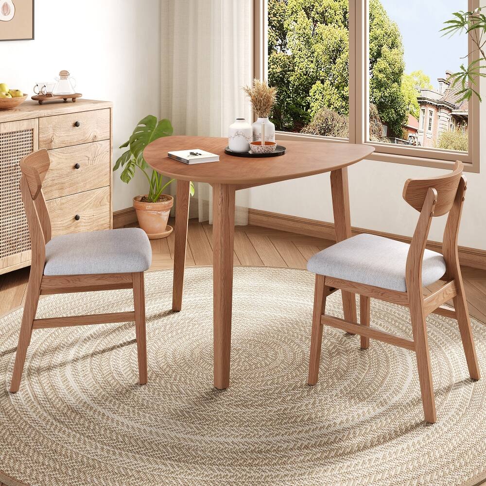 Alt View 10. Loheer - Loheer Triangular Wood Table 36" Modern Space-Saving Geometric Side Table Light Brown Finish for Living Room Small Space - Light Brown.