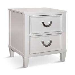 Manhattan Lane - Kiki Nightstand with 2 Drawers, Chrome Metal, Wood - White