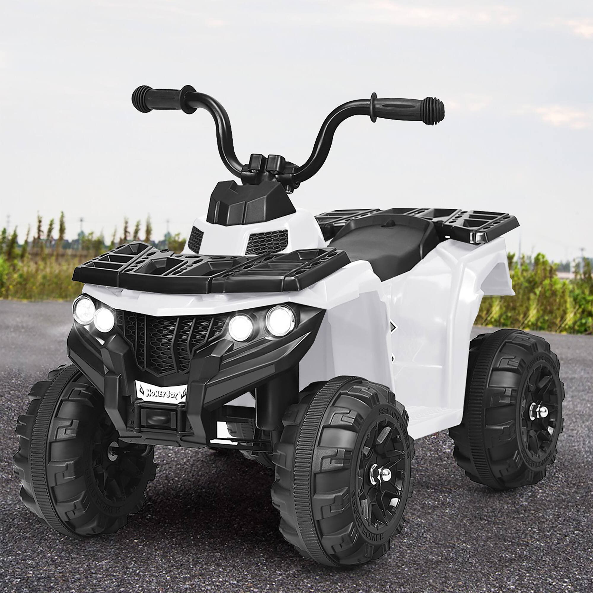 Alt View 1. Costway - Costway Kids Ride On ATV Quad 4 Wheeler Electric Toy Car 6V Battery Power Led Lights - White.