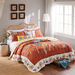 Greenland Home Fashions - 100% Microfiber Polyester Topanga 5-Piece Full/Queen Quilt & Pillow Bonus Set - Multi