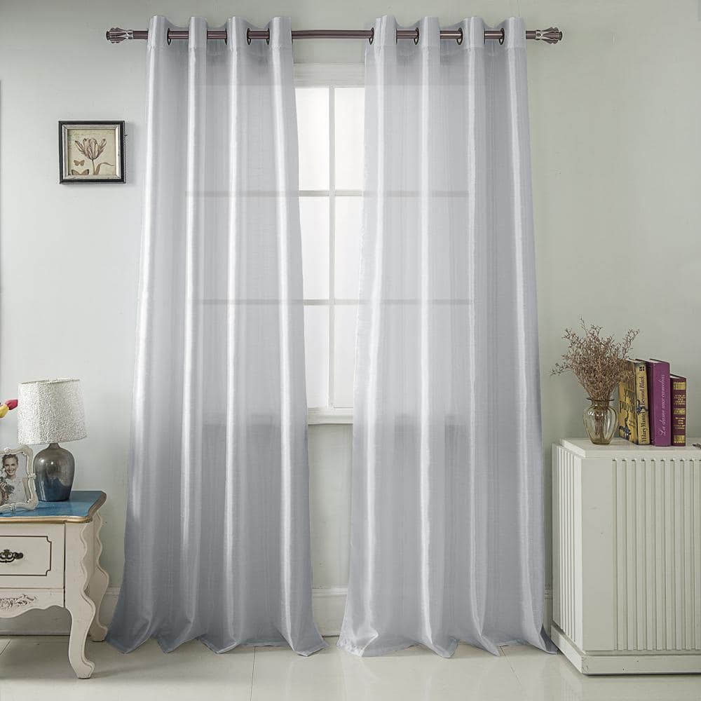 Photos - Other Decoration Rich Toys RT Designers Collection - Nancy Faux Luxurious Silk Grommet Curtain Panel 54" x 84" - Silver PNN03084 