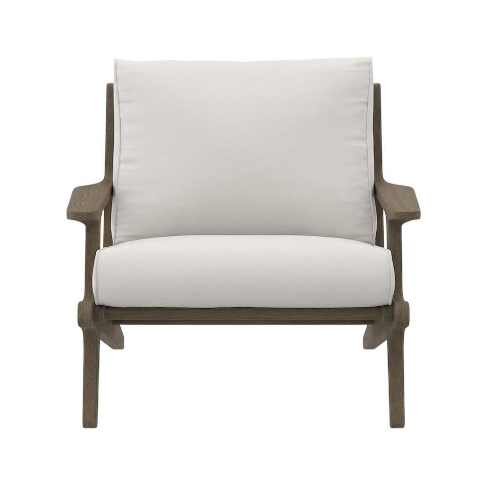 Back. Outdoor Escape - Teak Wood Outdoor Armchair For Patio, Rustic Style, Comfortable Seating - Gray.
