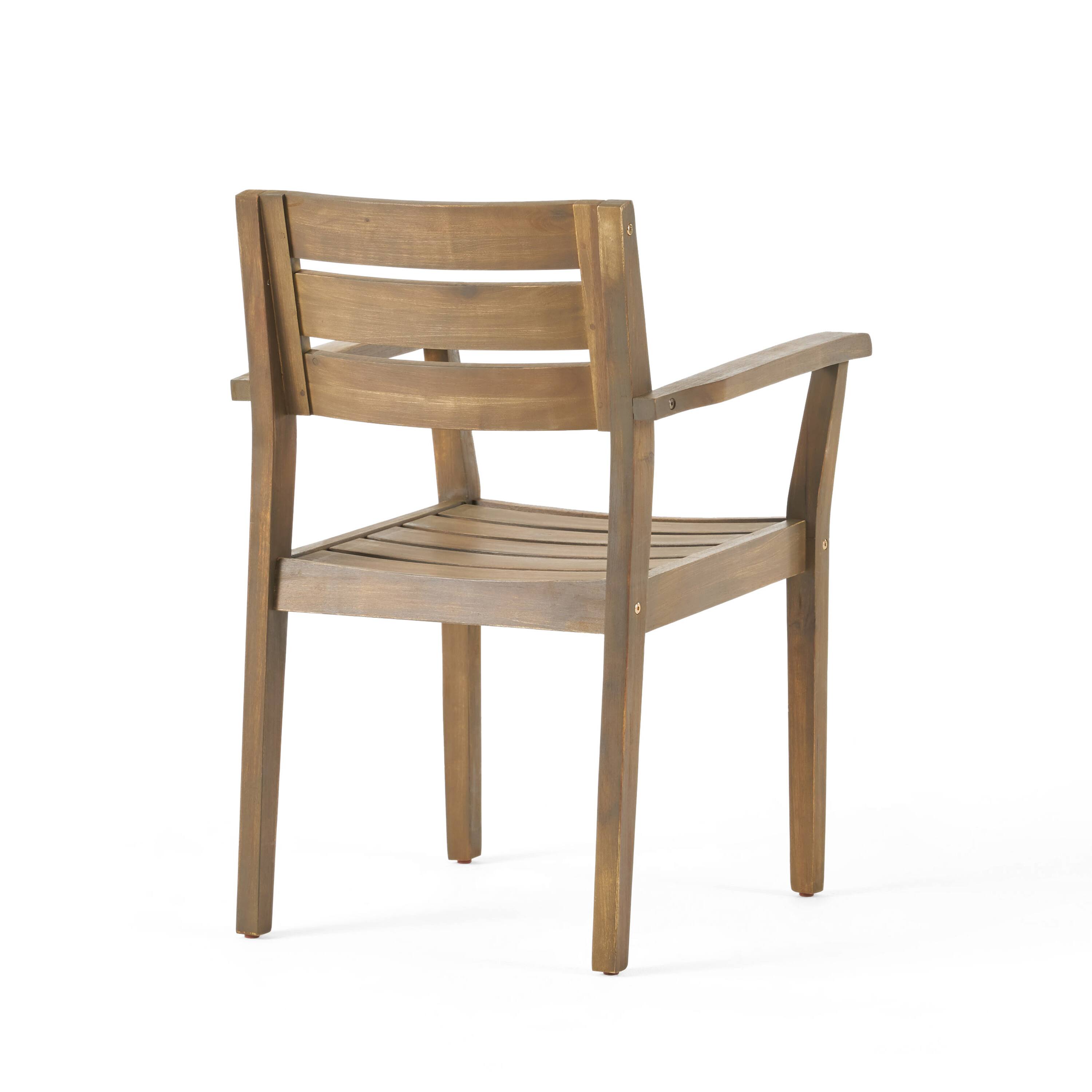 Alt View 6. Whisen - Acacia Wood Outdoor Dining Chairs Set of 2, Weather-Resistant Slatted Armchairs for Patio Backyard - Gray.