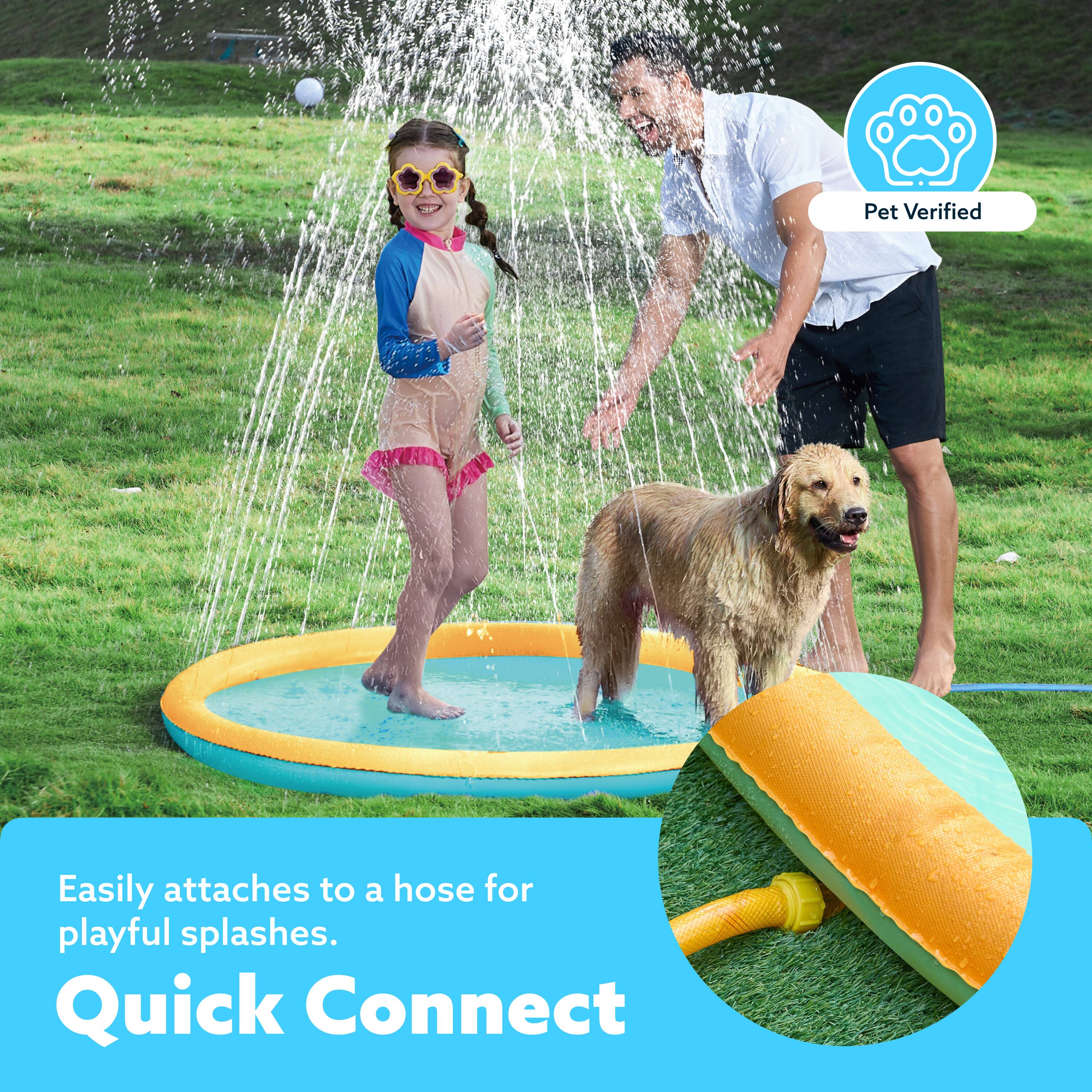 Pet Verified  
Easily attaches to a hose for playful splashes.  
Quick Connect